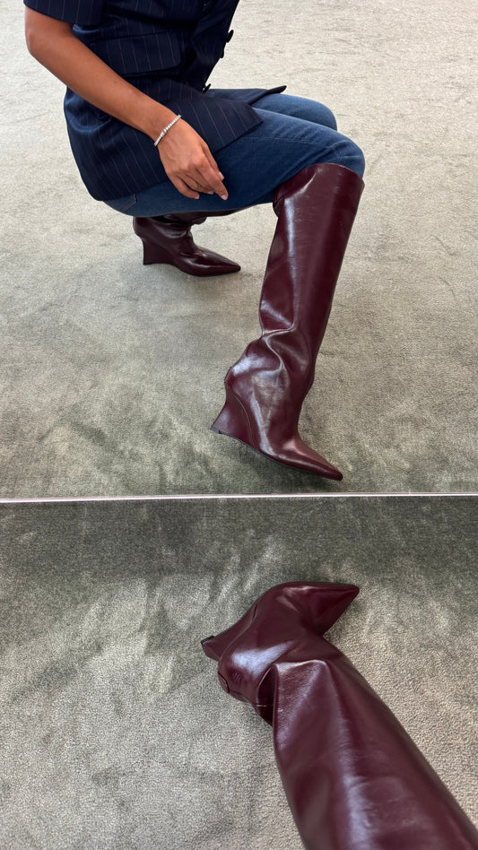 Stivale bordeaux in vernice tw