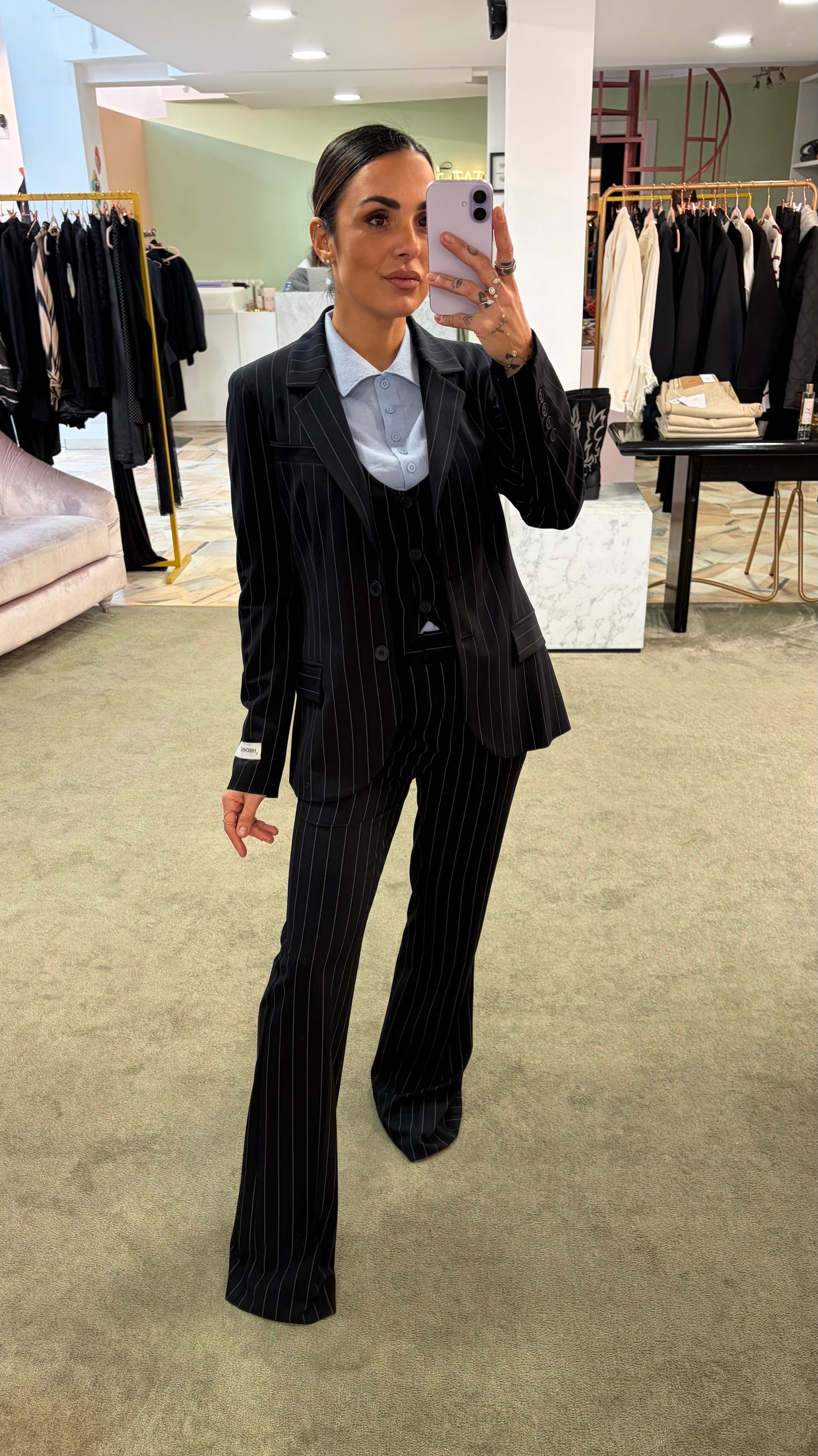 Blazer monopetto blu notte Hinnominate gessato