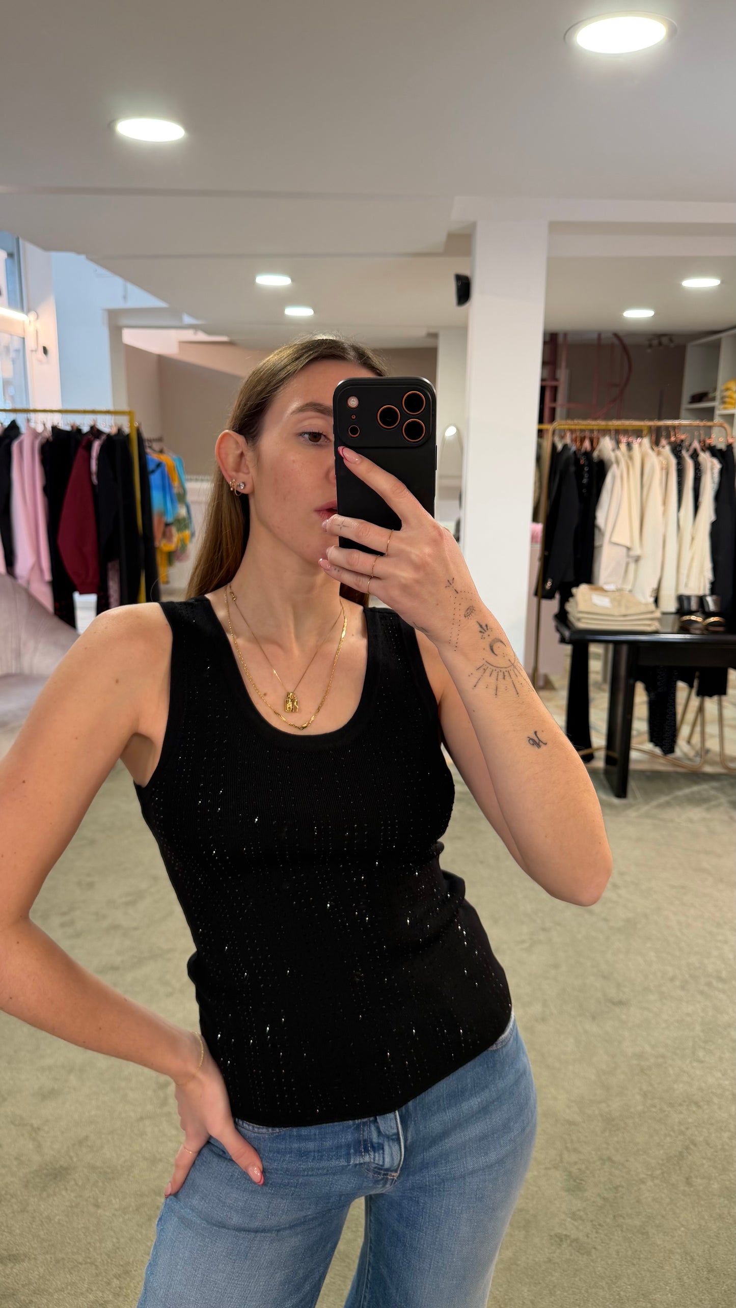 Canotta nera crystal fr