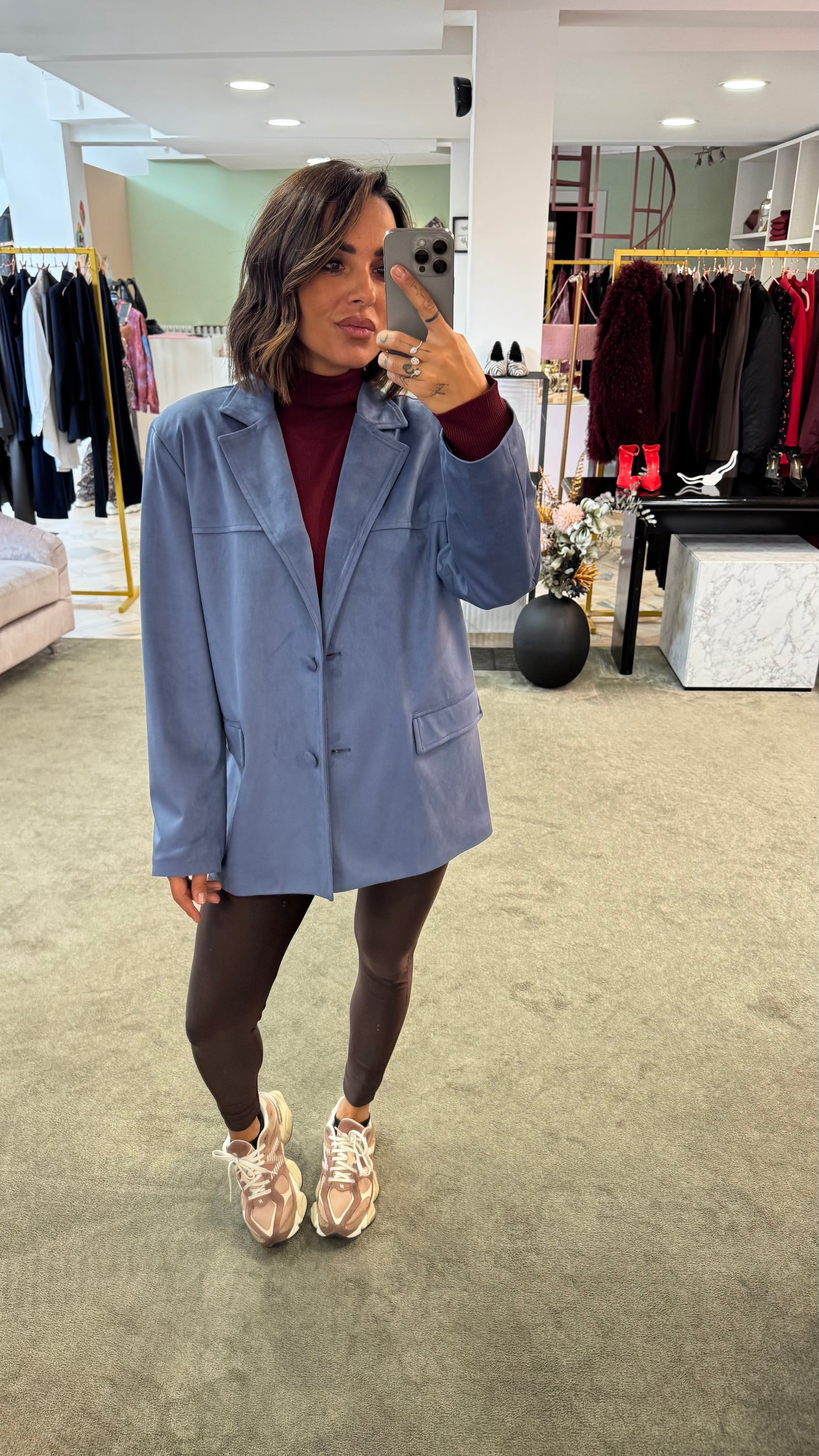 Blazer over celeste scamosciato ks
