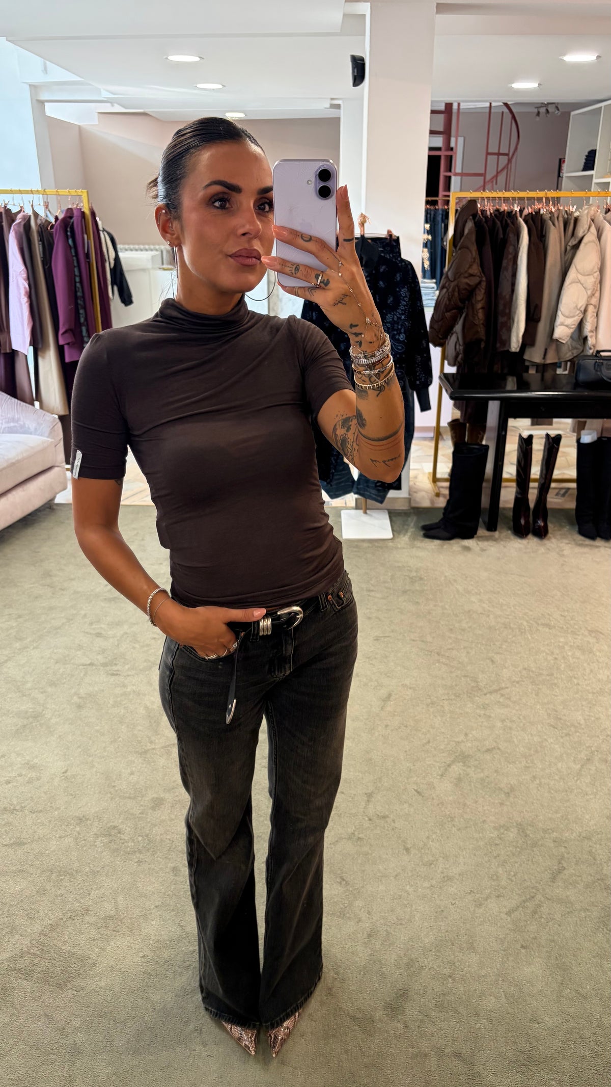 Maglia lupetto marrone maniche corte Hinnominate