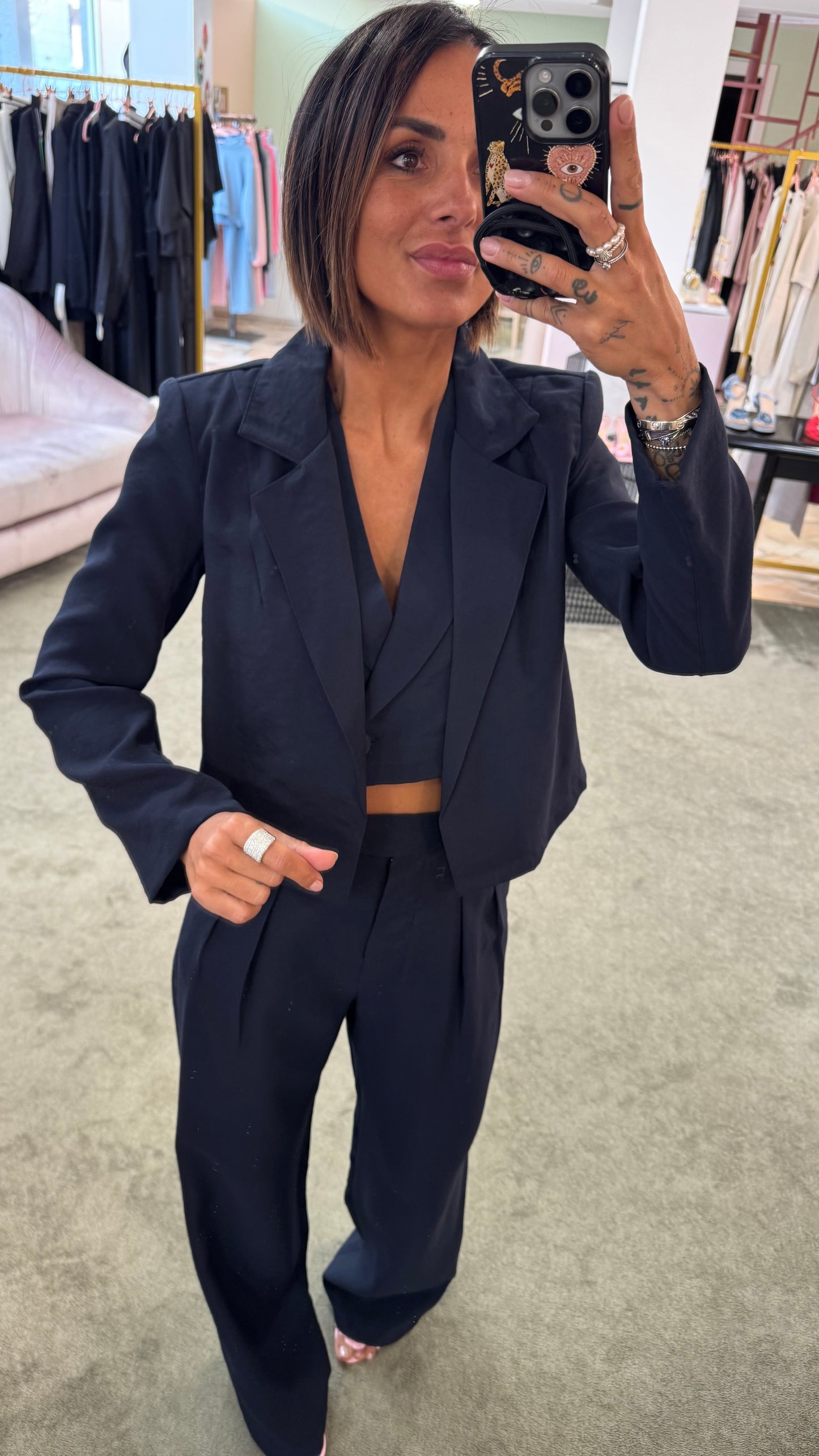 Pantaloni blu notte wide leg ay