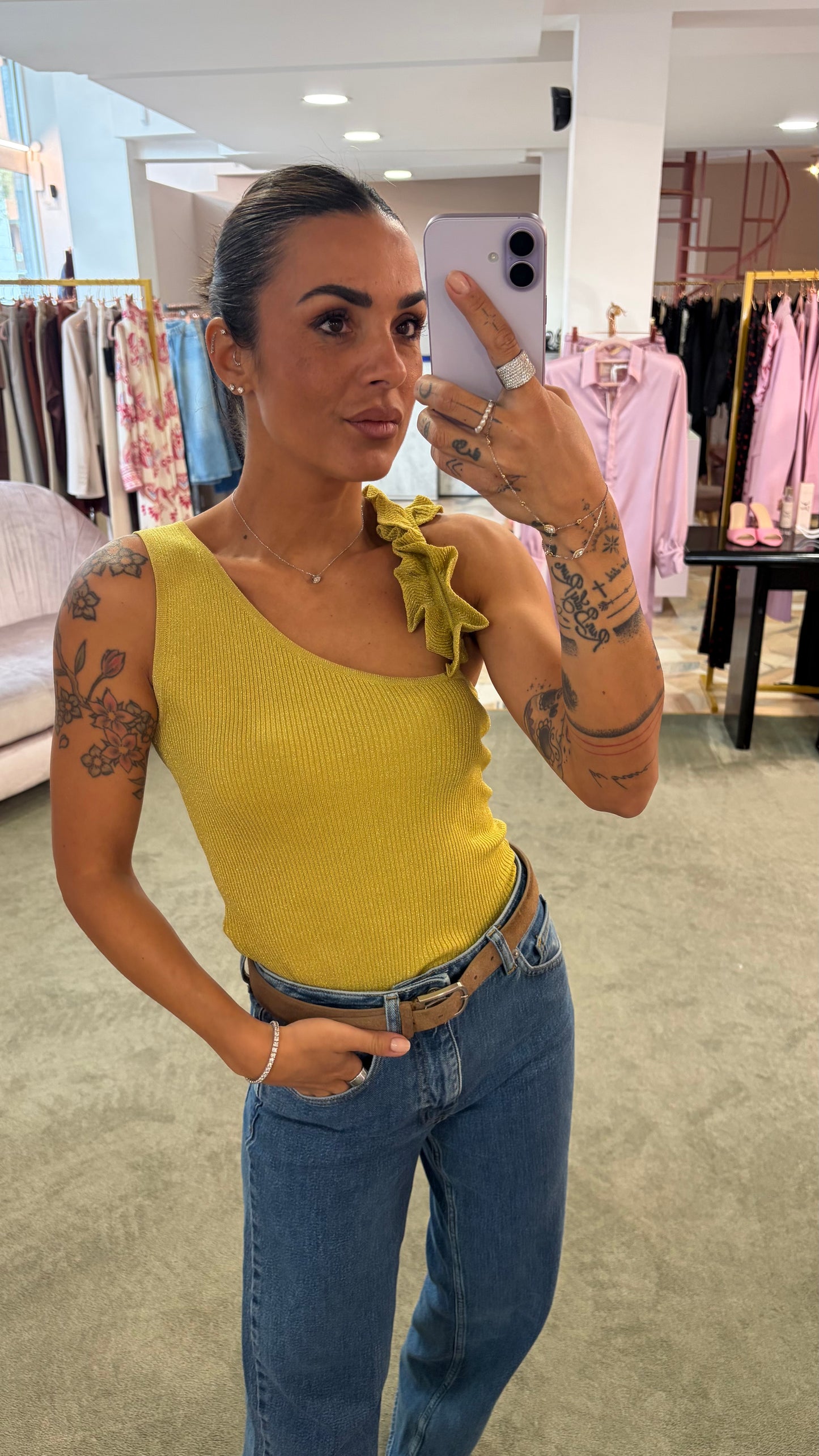 Canotta lime con spallina rouges bj