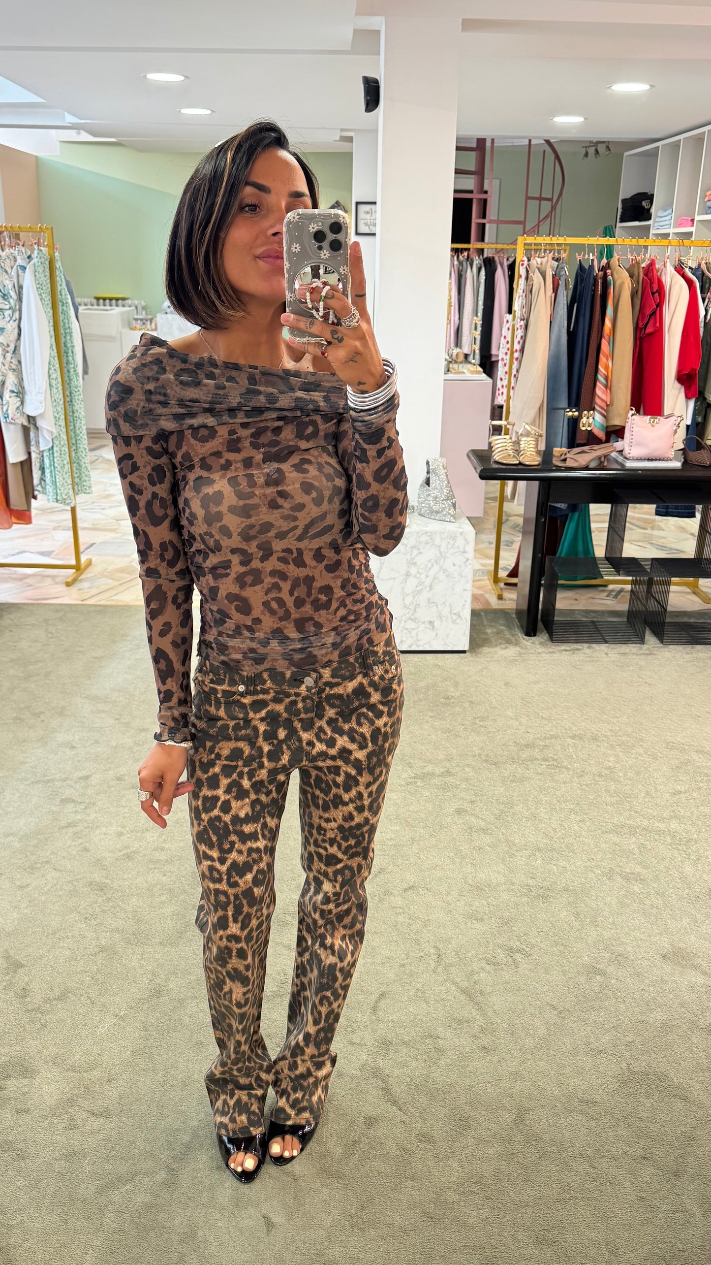 Maglia off shoulder leopard jx