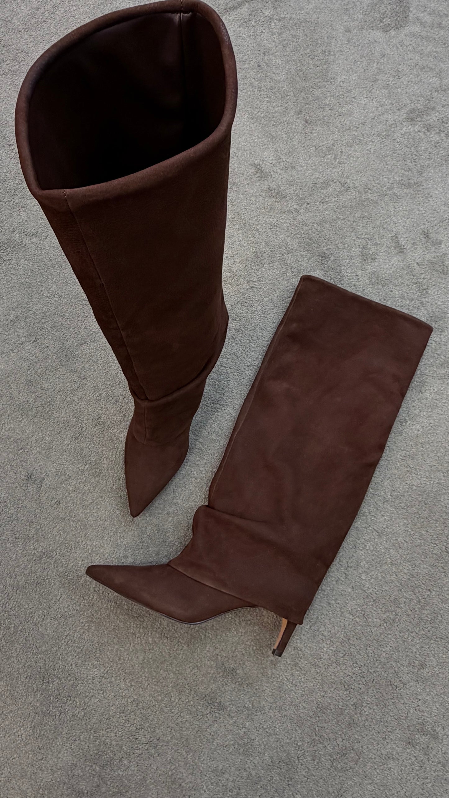 Stivale gambale alto marrone in pelle nabuk cr