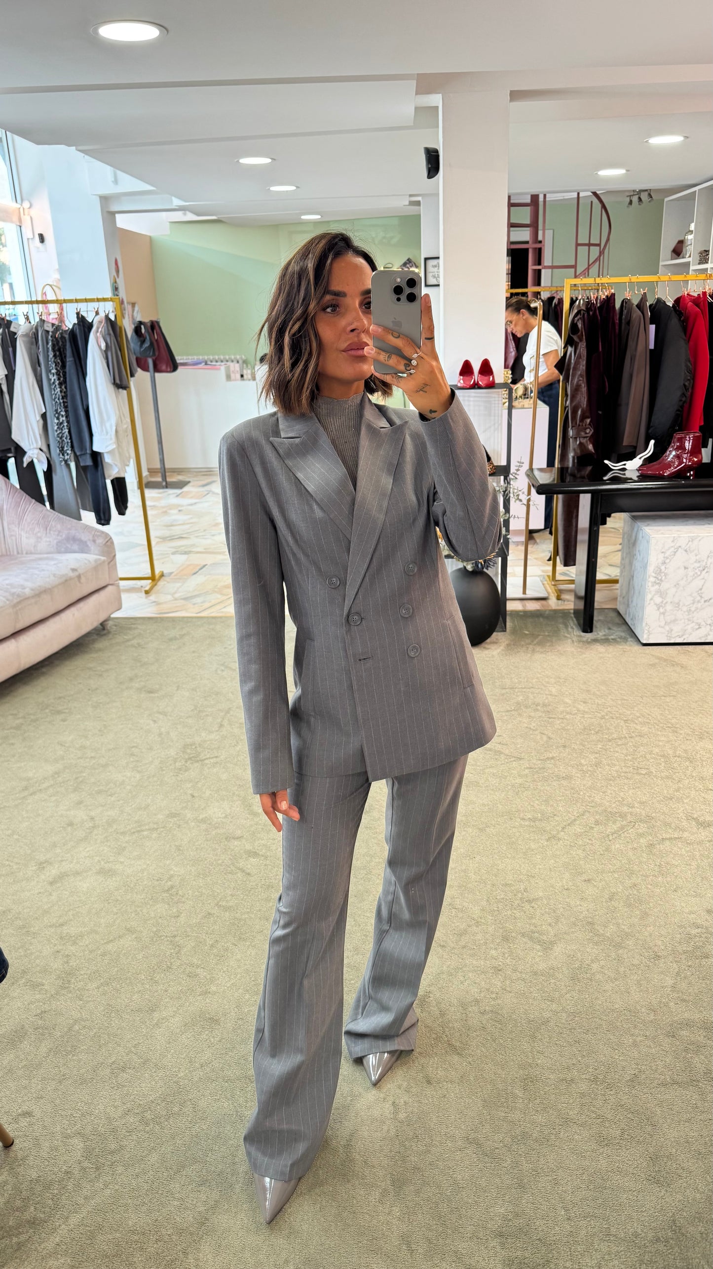 Blazer grigio gessato doppiopetto fr