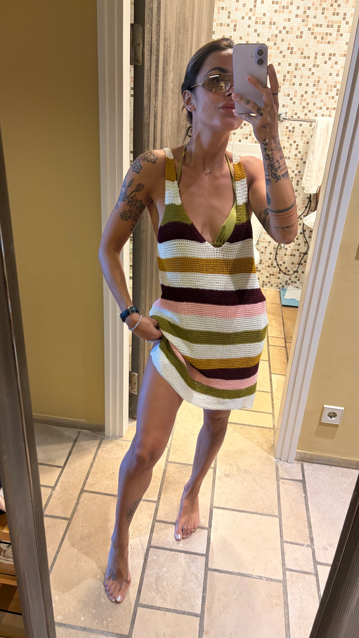 Abito multicolor a righe in maglia Me Fui