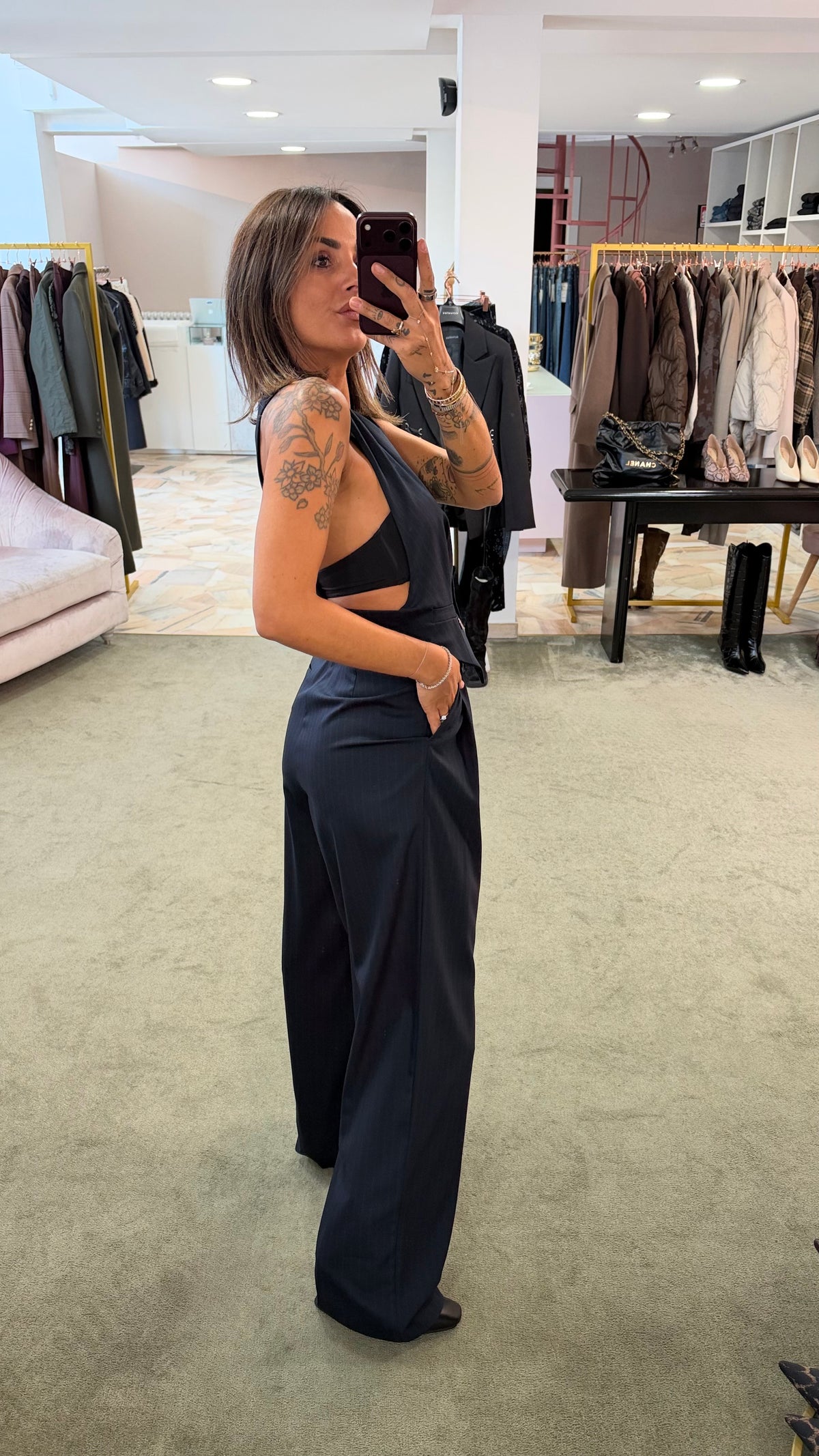 Jumpsuit blu gessata fr