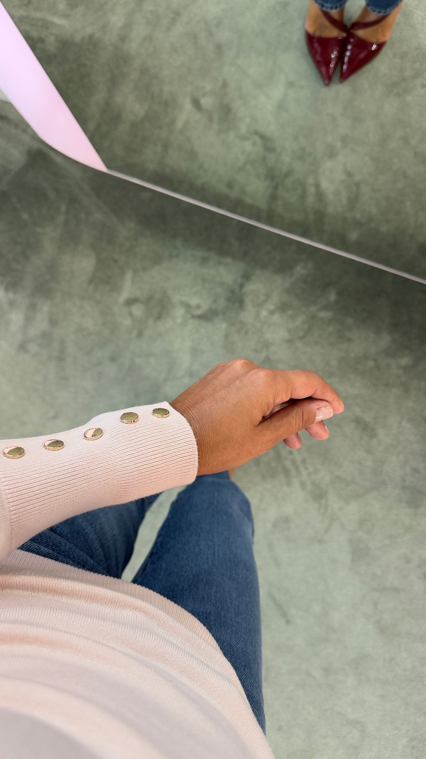 Maglione rosa baby scollo a v in viscosa fr