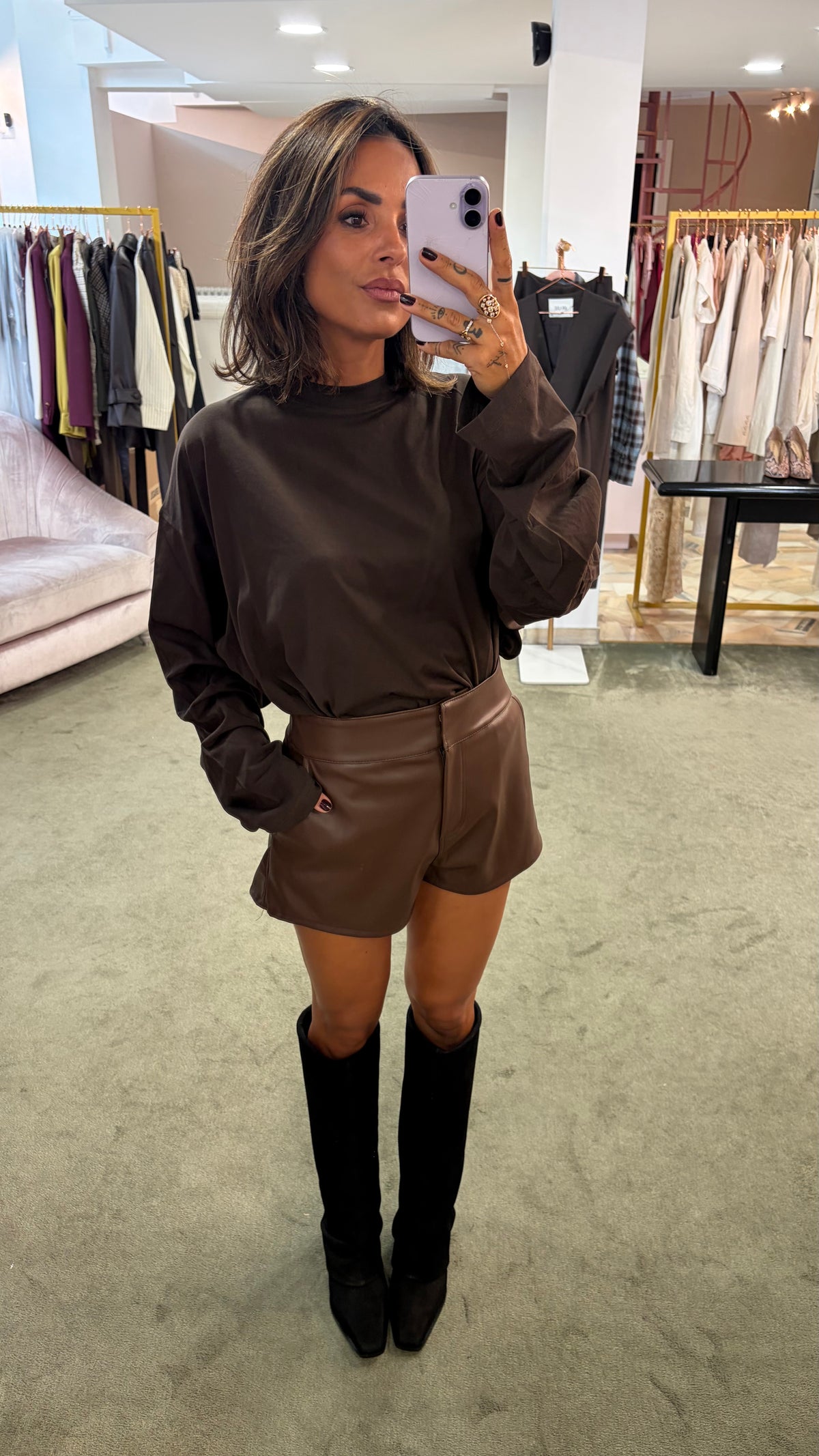 Shorts ecopelle marroni ks