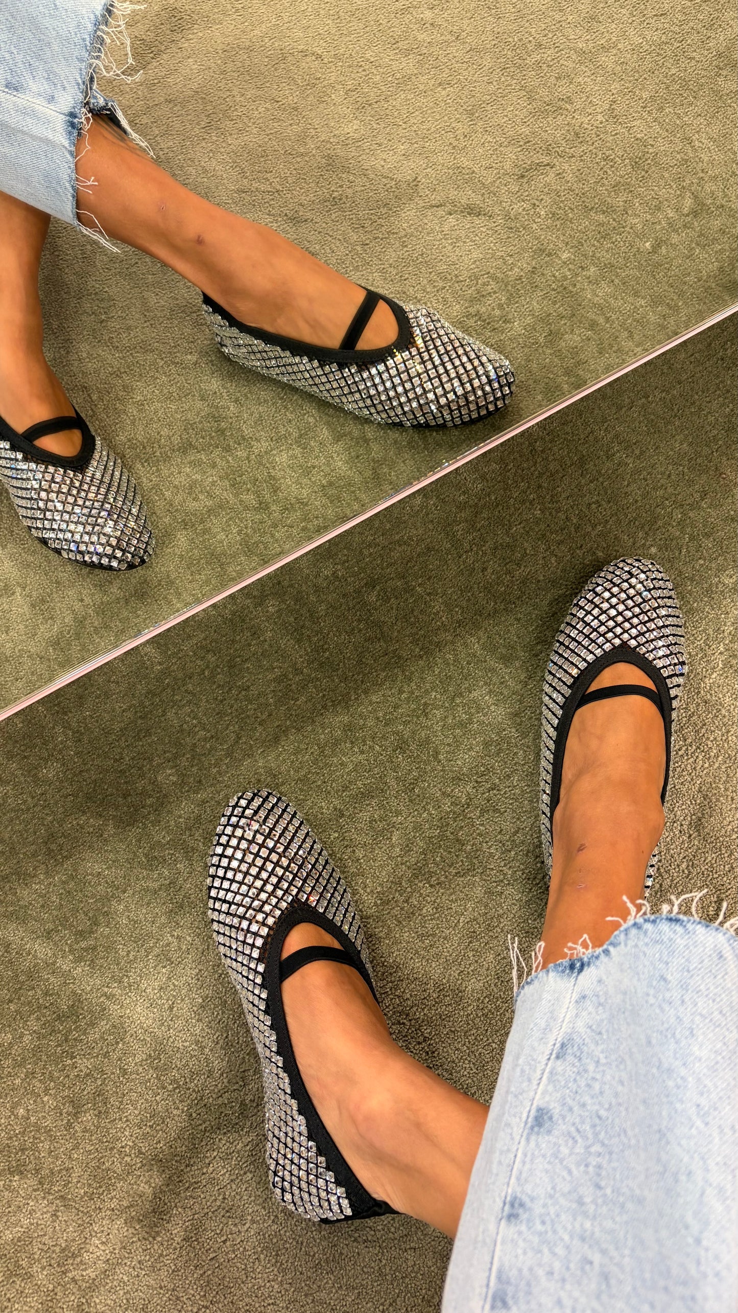 Ballerina nera in rete crystal