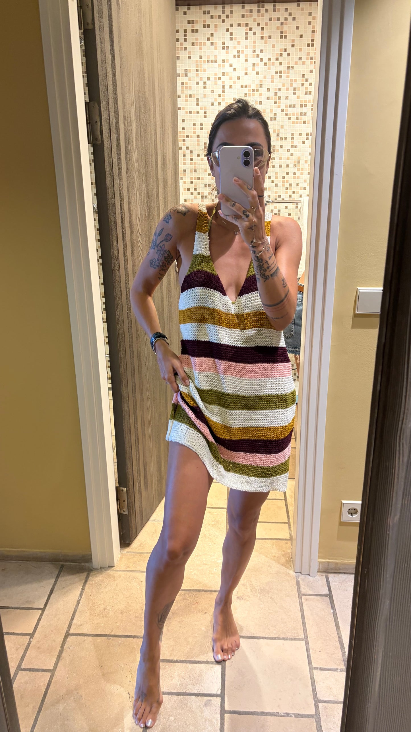 Abito multicolor a righe in maglia Me Fui