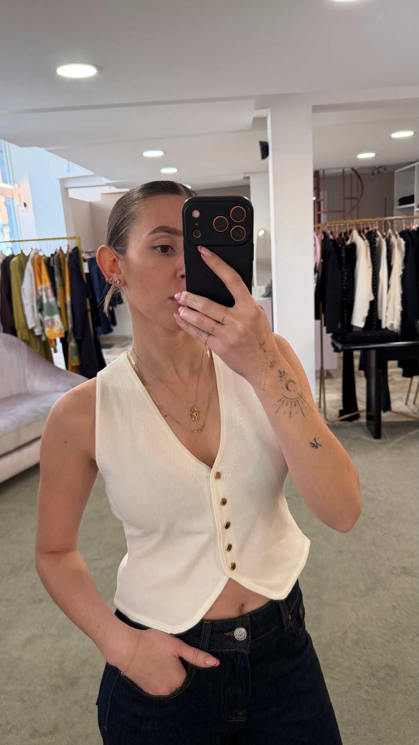 Gilet bianco in viscosa fr