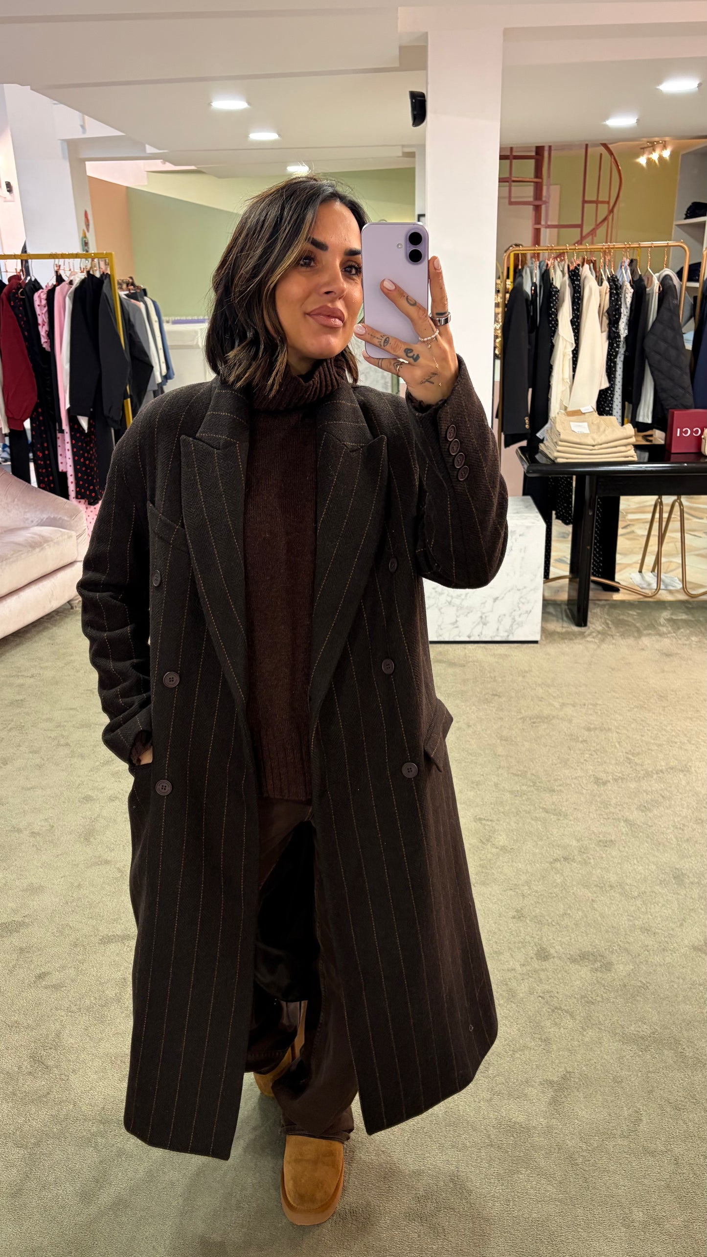 Cappotto marrone gessato Mar De Margaritas