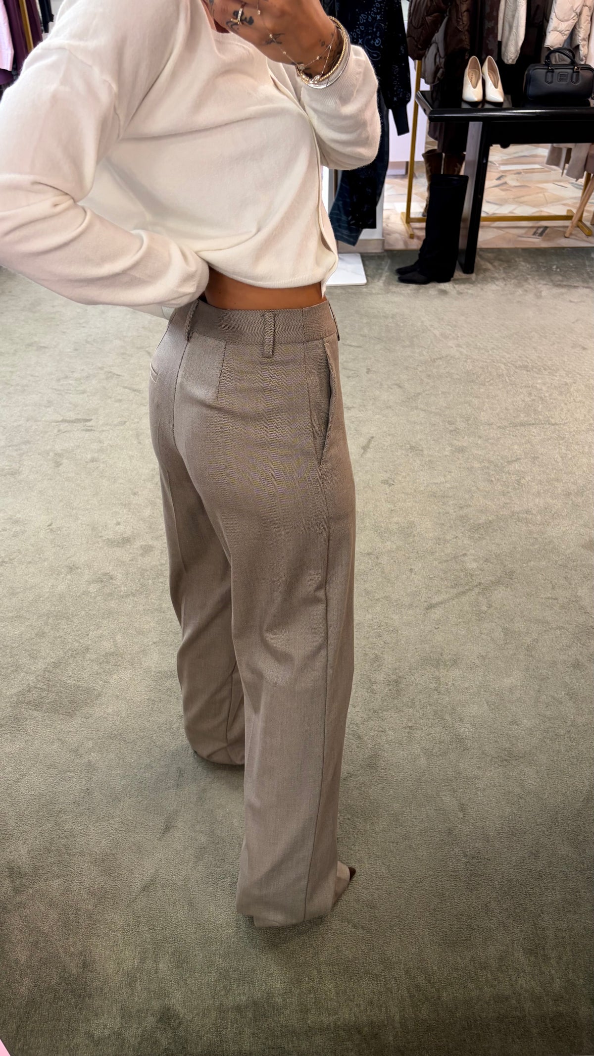 Pantaloni spigati tortora Mar de Margaritas