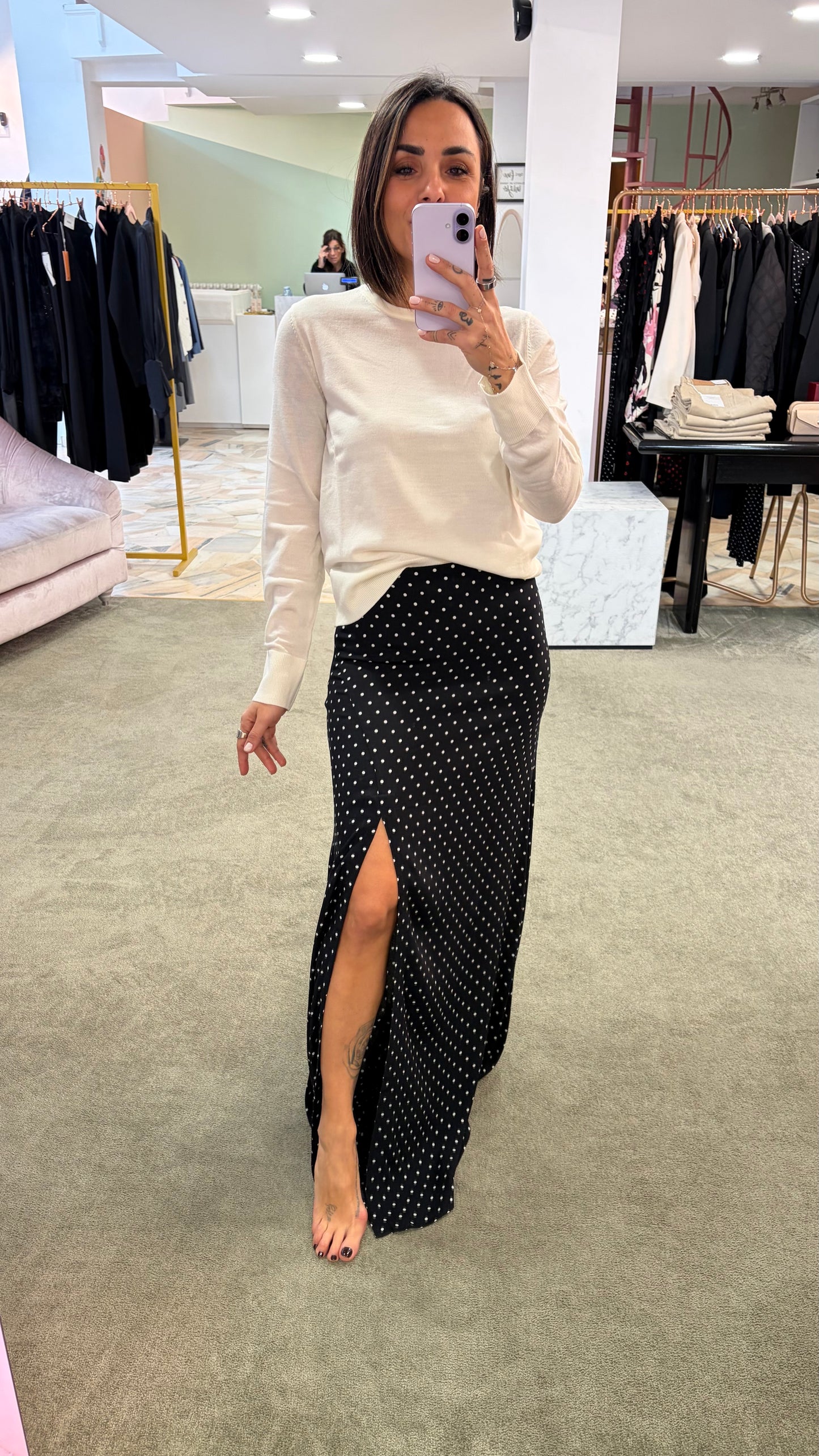 Gonna lunga anita MAR DE MARGARITAS nera a pois con spacco