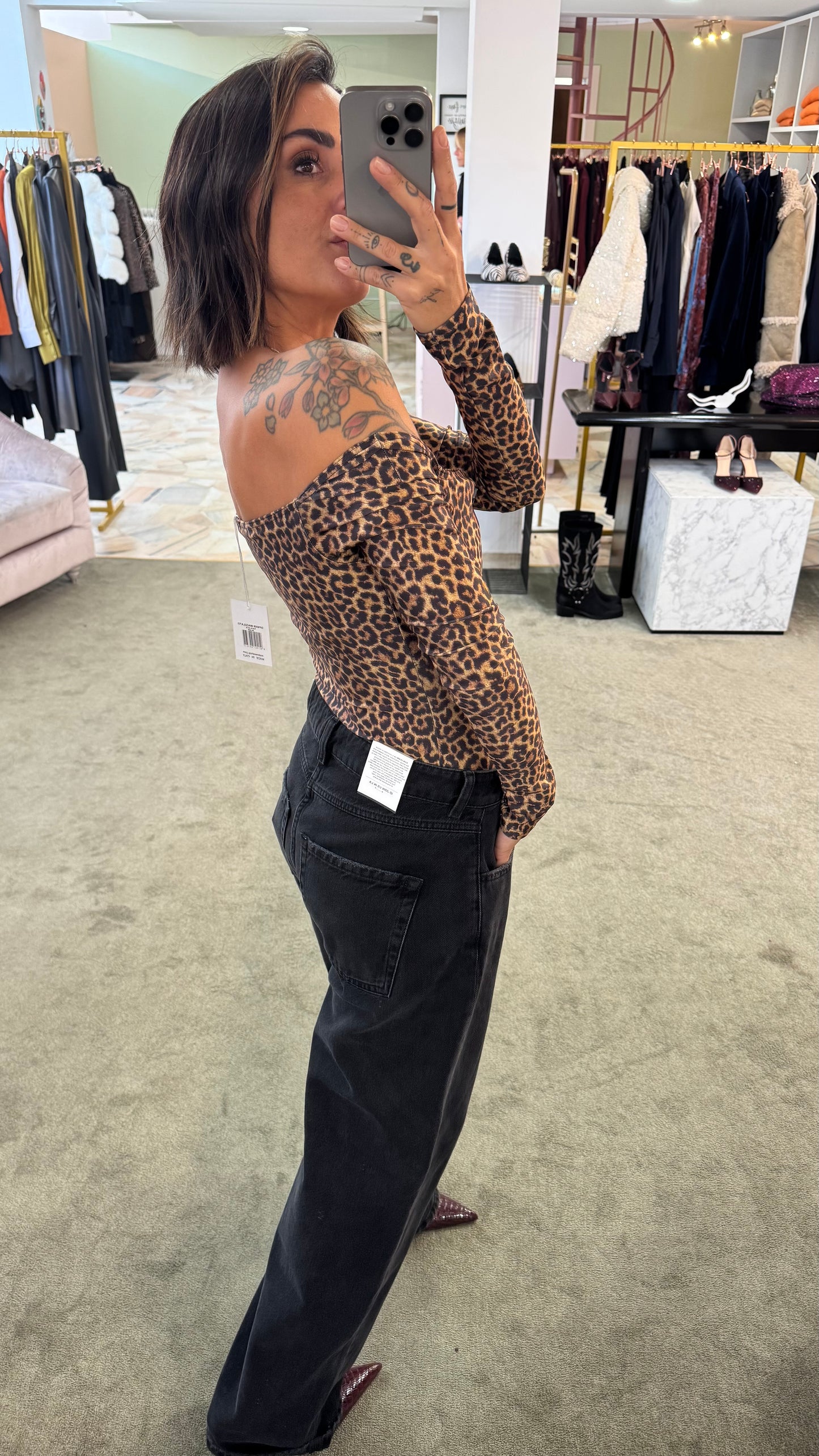 Body maculato scollo squadrato in lycra Matinee