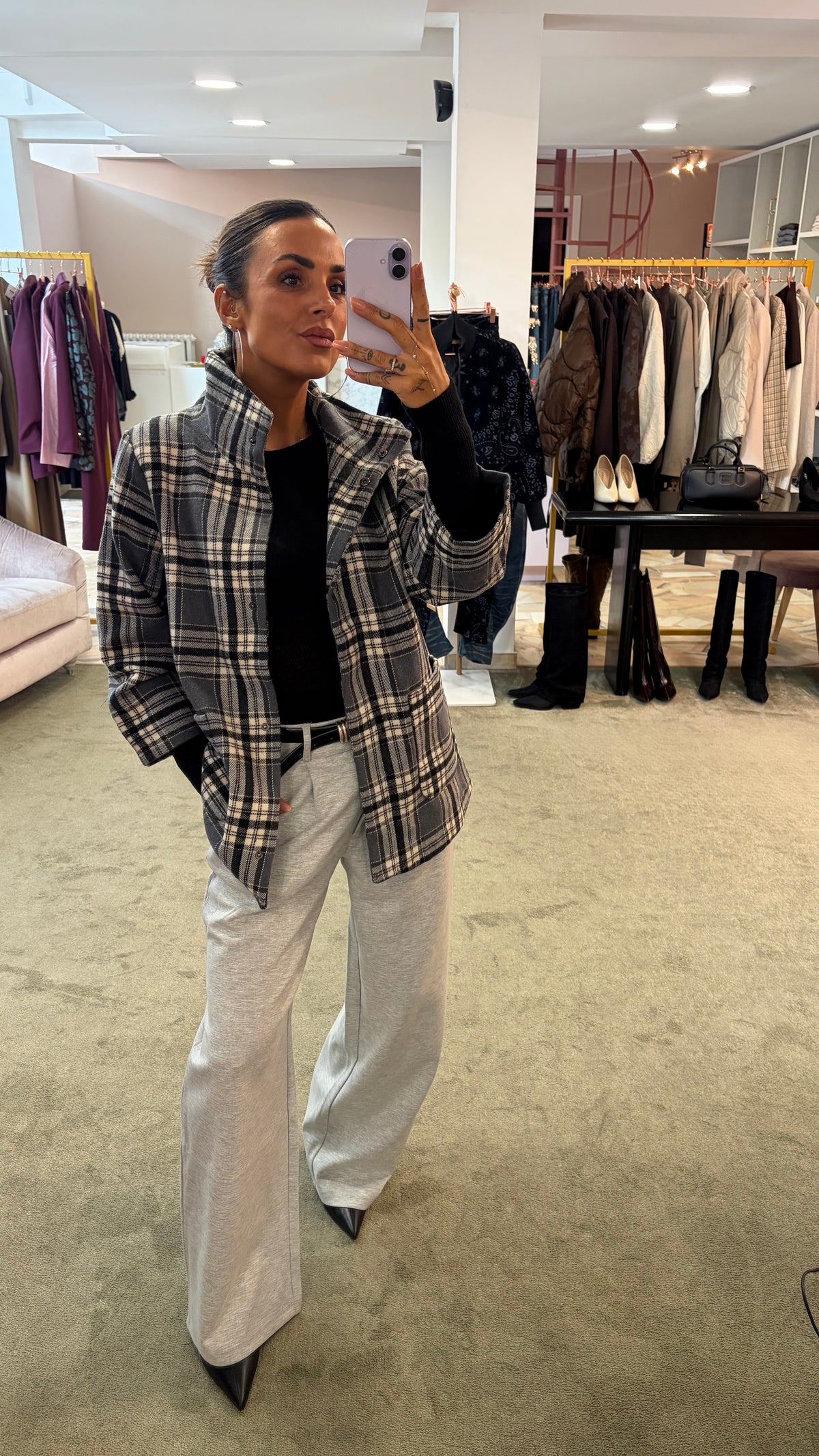 Giacca camicia check grigia sy