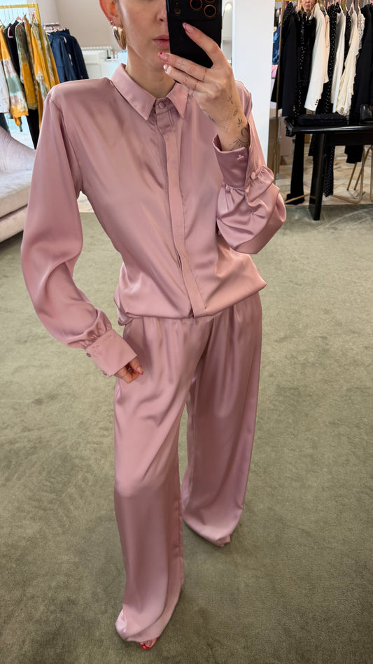 Pantaloni rosa in satin ks