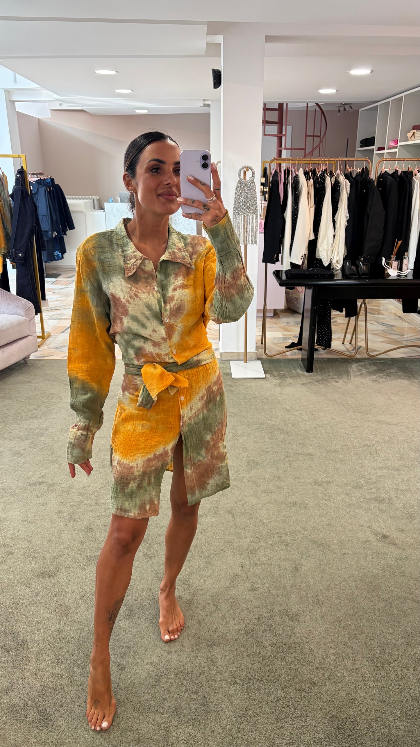 Abito giallo verde tie-dye in garza Don't@Me