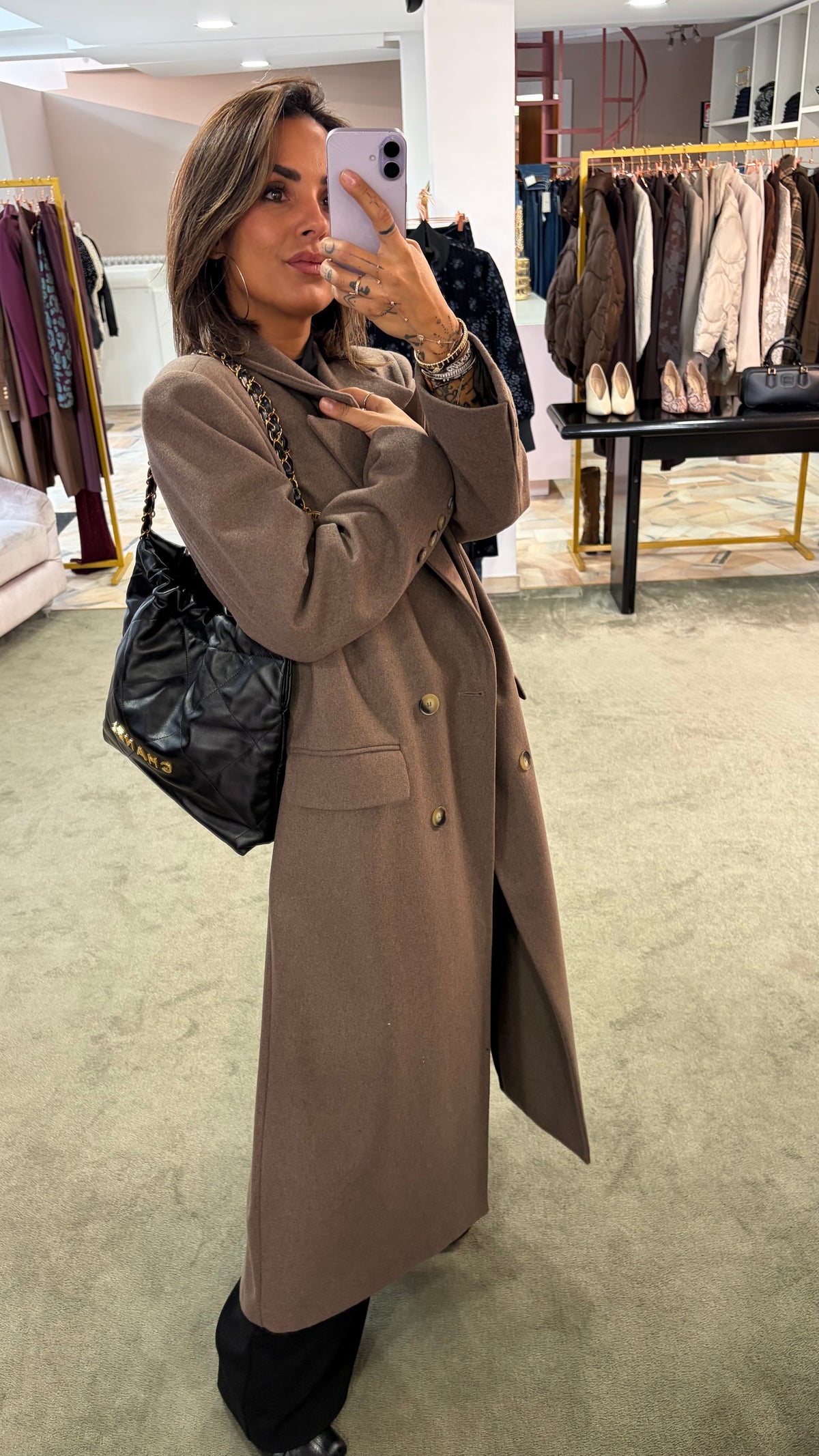 Cappotto lungo tortora doppiopetto Actualee