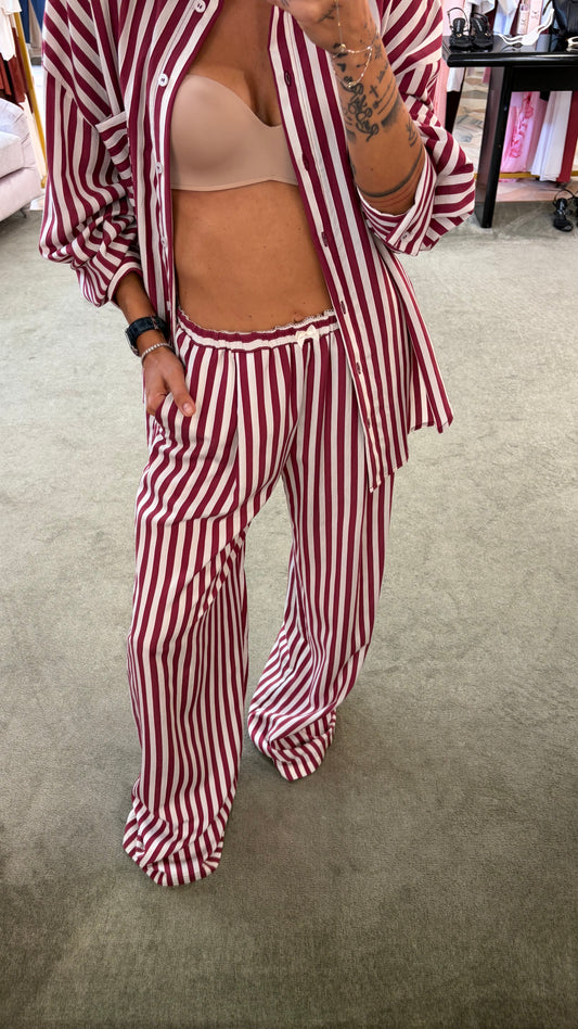 Pantaloni bordeaux a righe ks