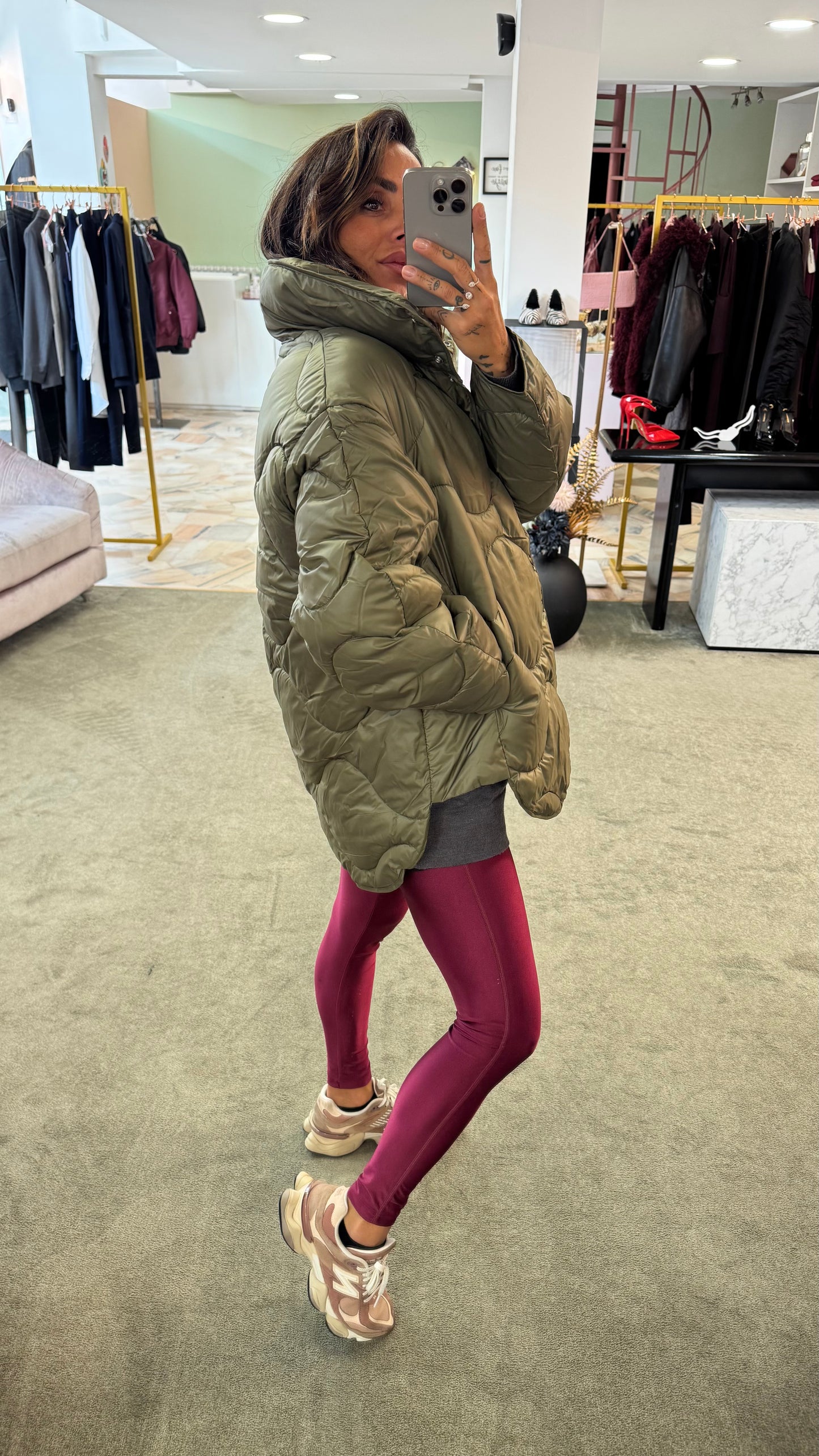 Piumino stella verde oliva trapuntato jx