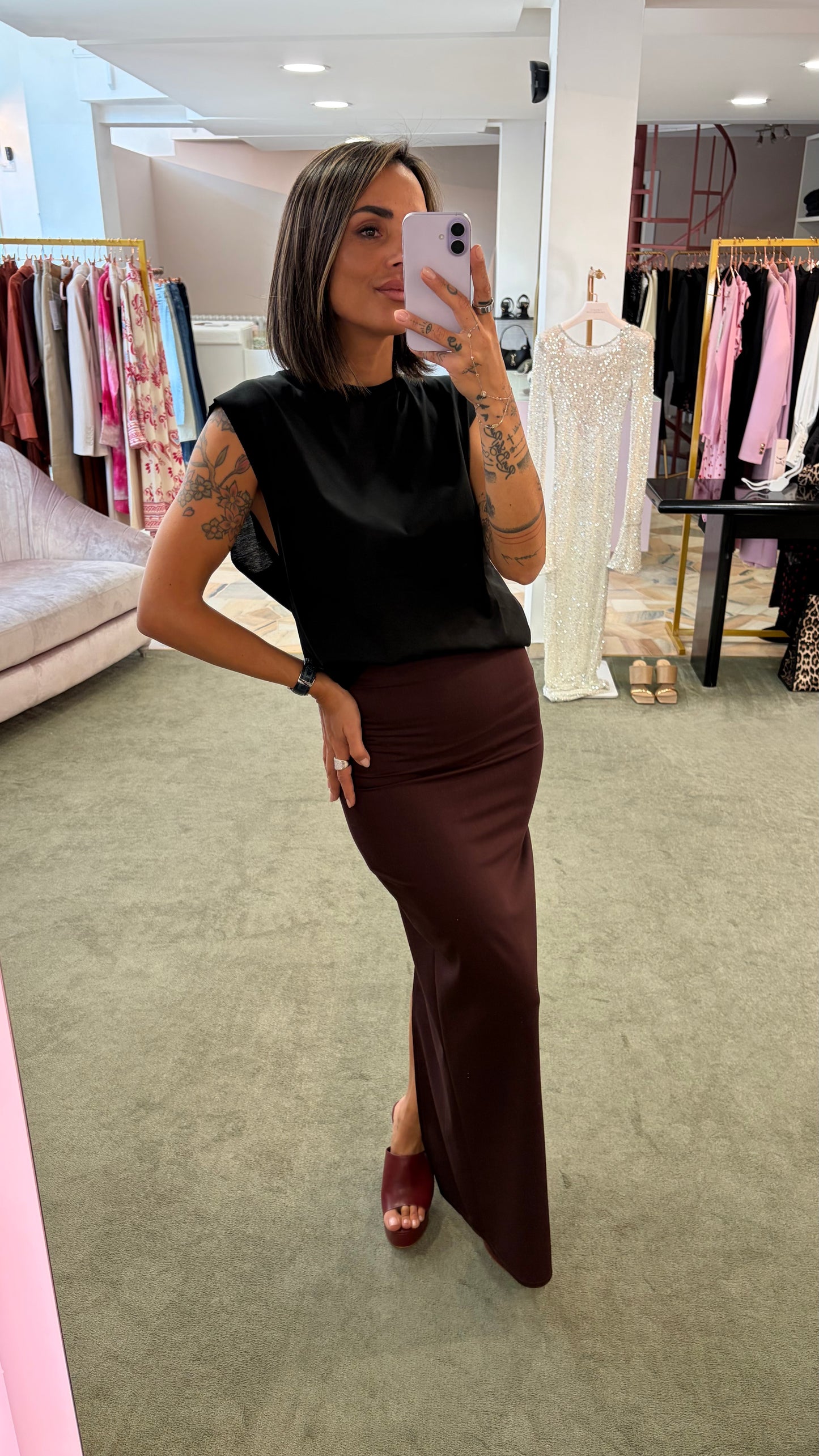 Canotta nera over taglio vivo Marsem