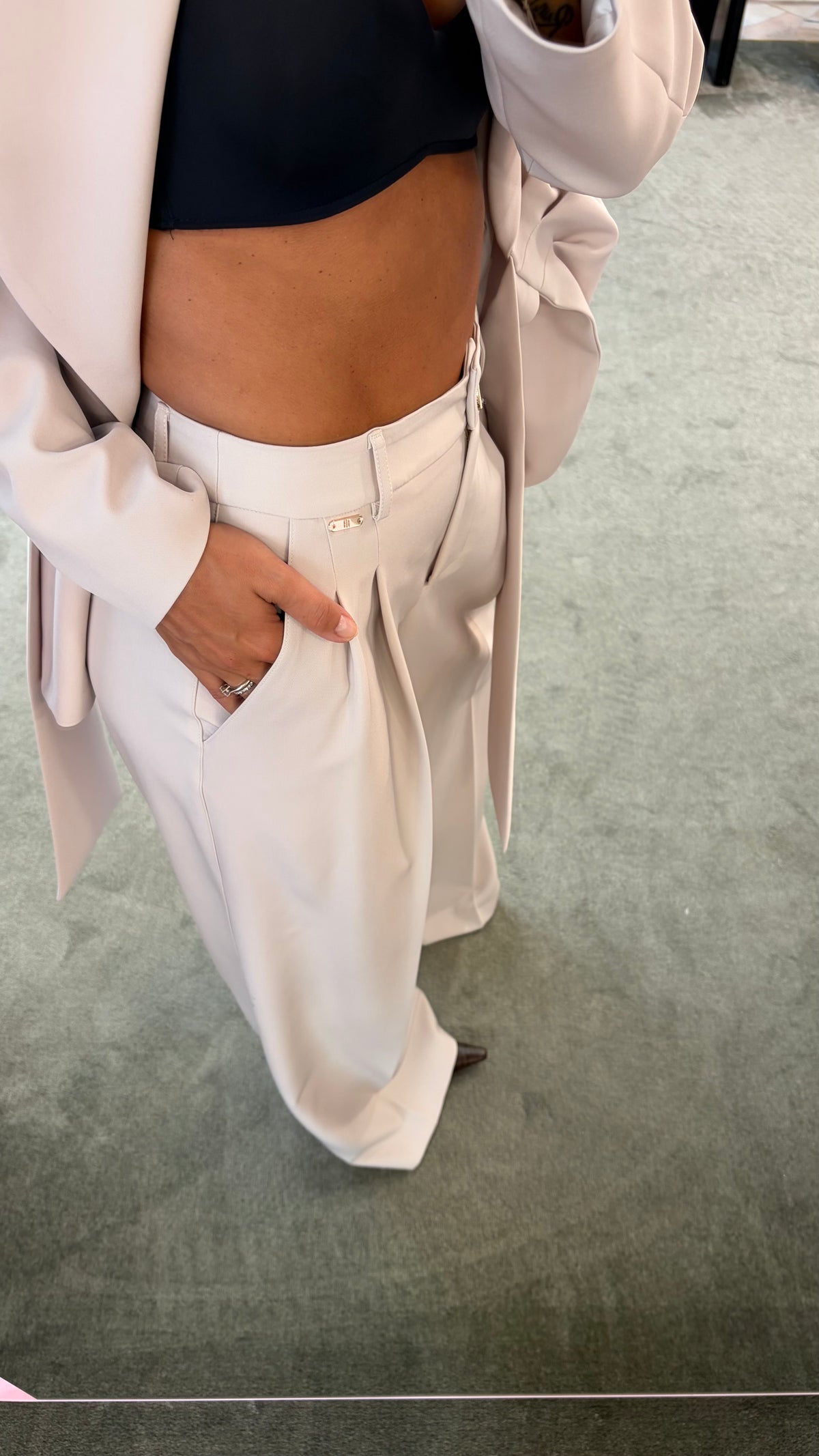 Pantaloni ghiaccio wide leg con pences fr