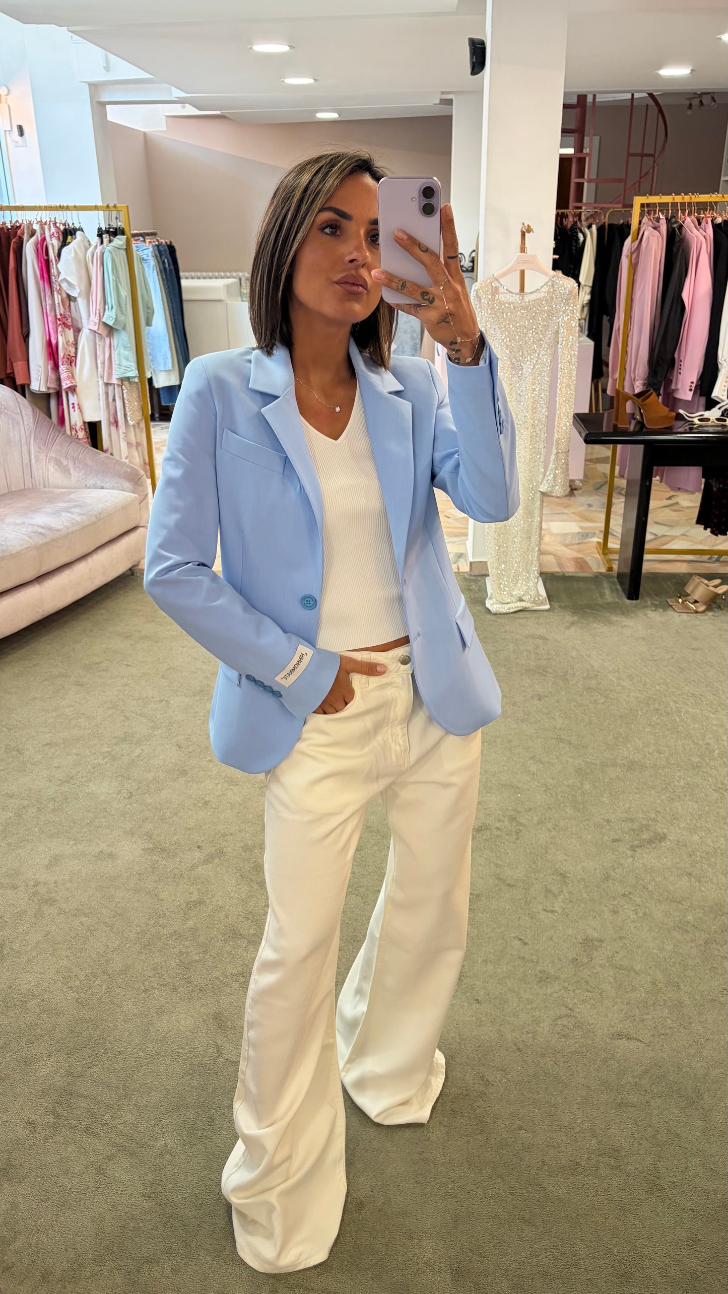 Blazer azzurro slim monopetto due bottoni Hinnominate