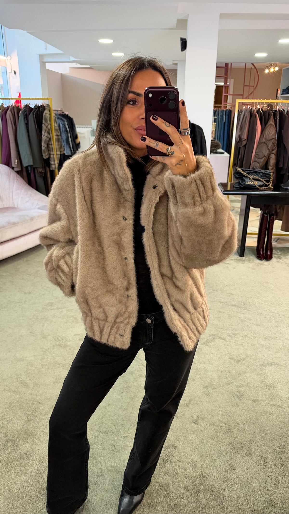 Bomber eco pelliccia beige sy