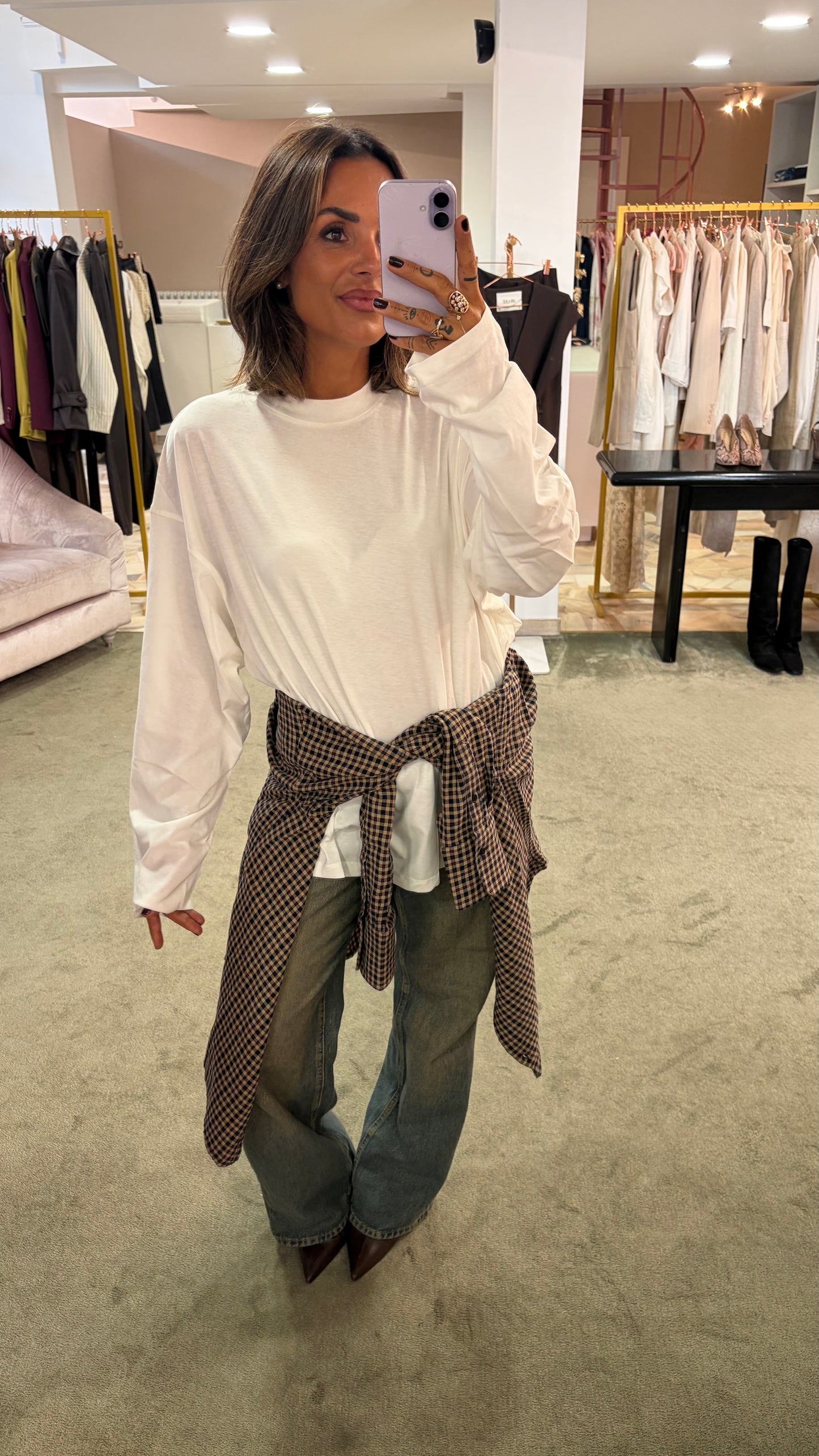Camicia a quadri marrone jx