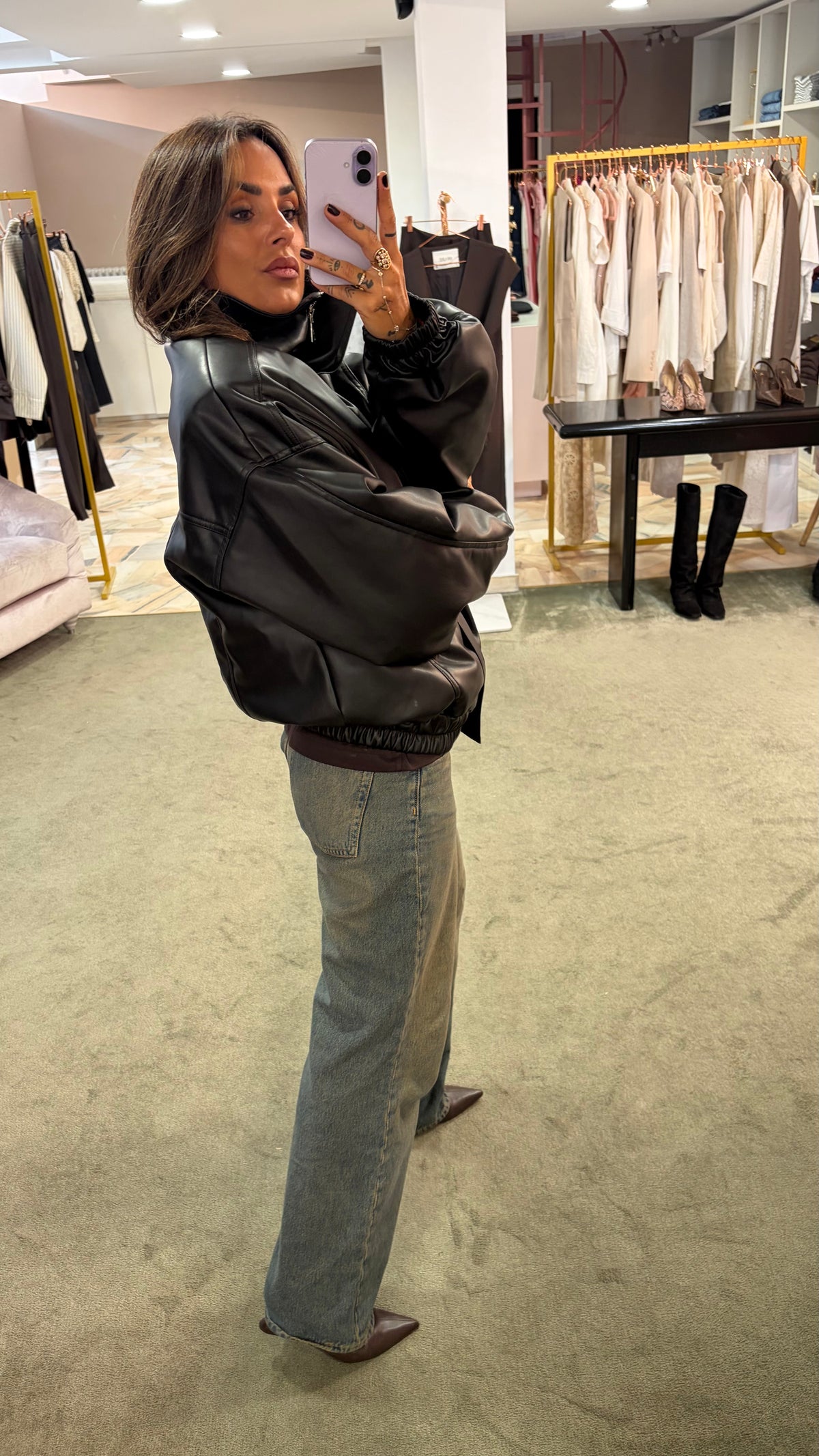 Bomber over nero in eco pelle ks