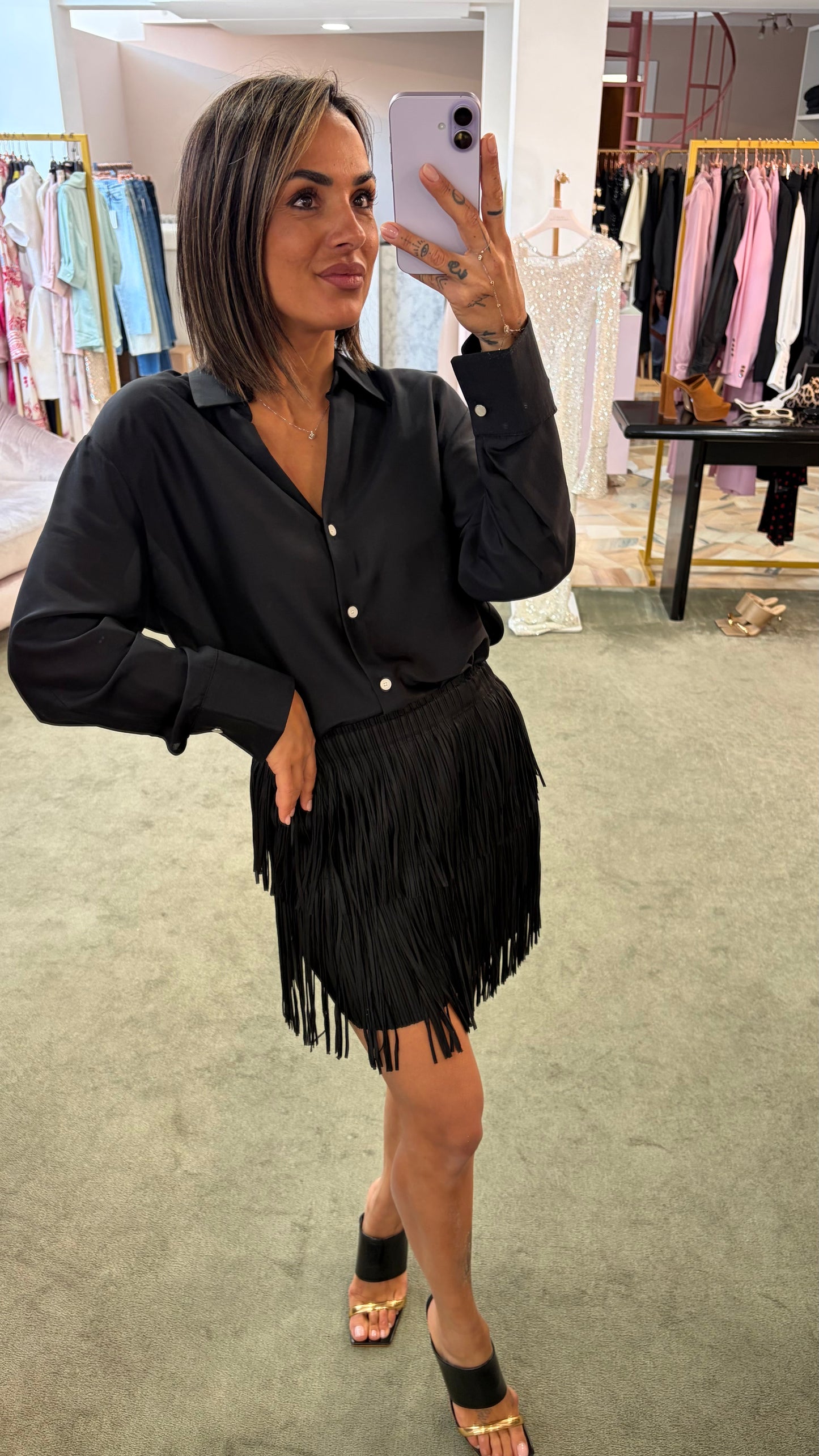 Camicia nera scollo a v glp