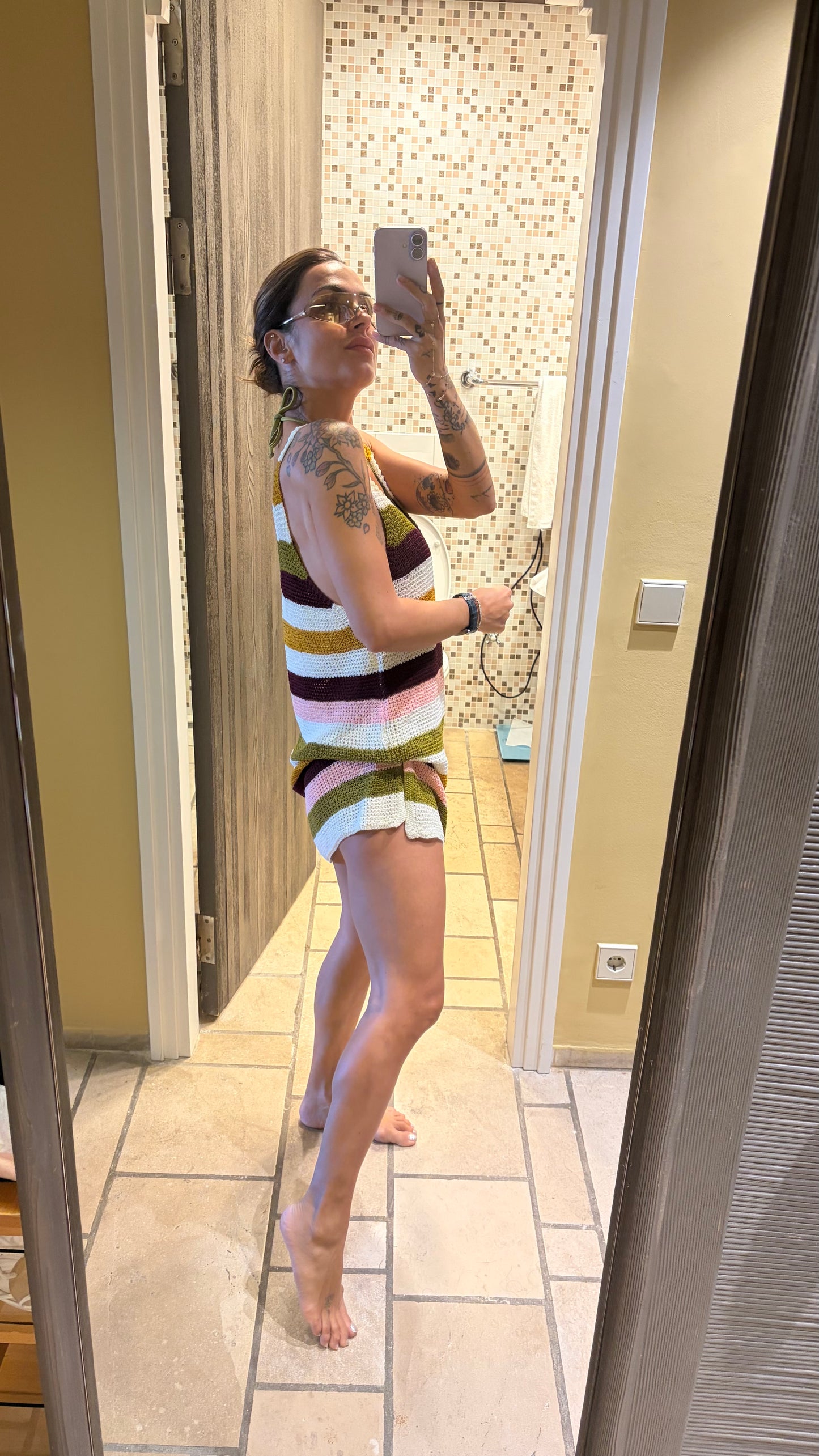 Abito multicolor a righe in maglia Me Fui