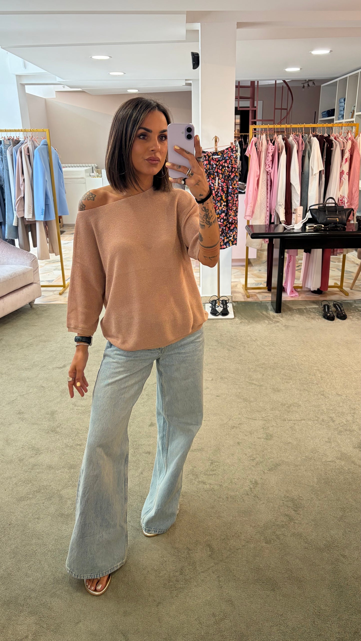 Maglia rose gold in lurex morbida bj