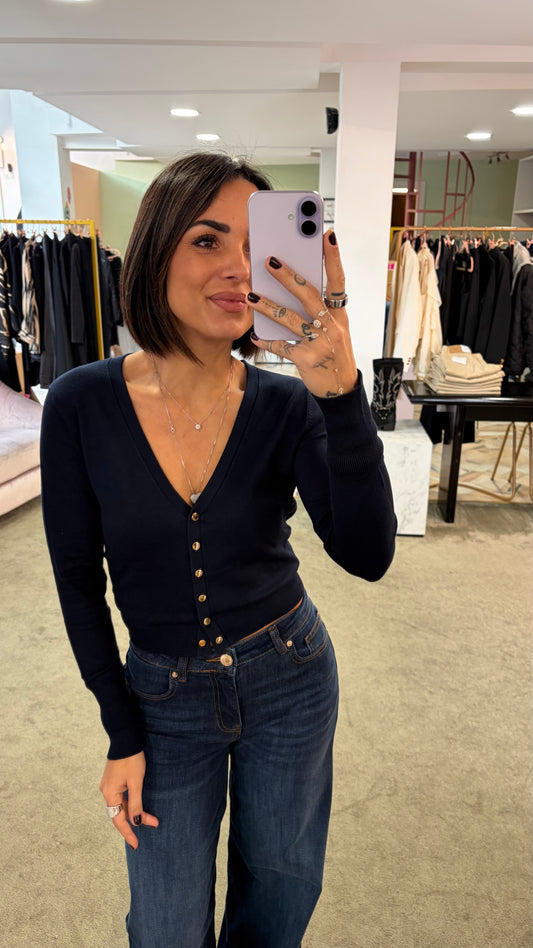 Cardigan mini  blu notte in viscosa fr