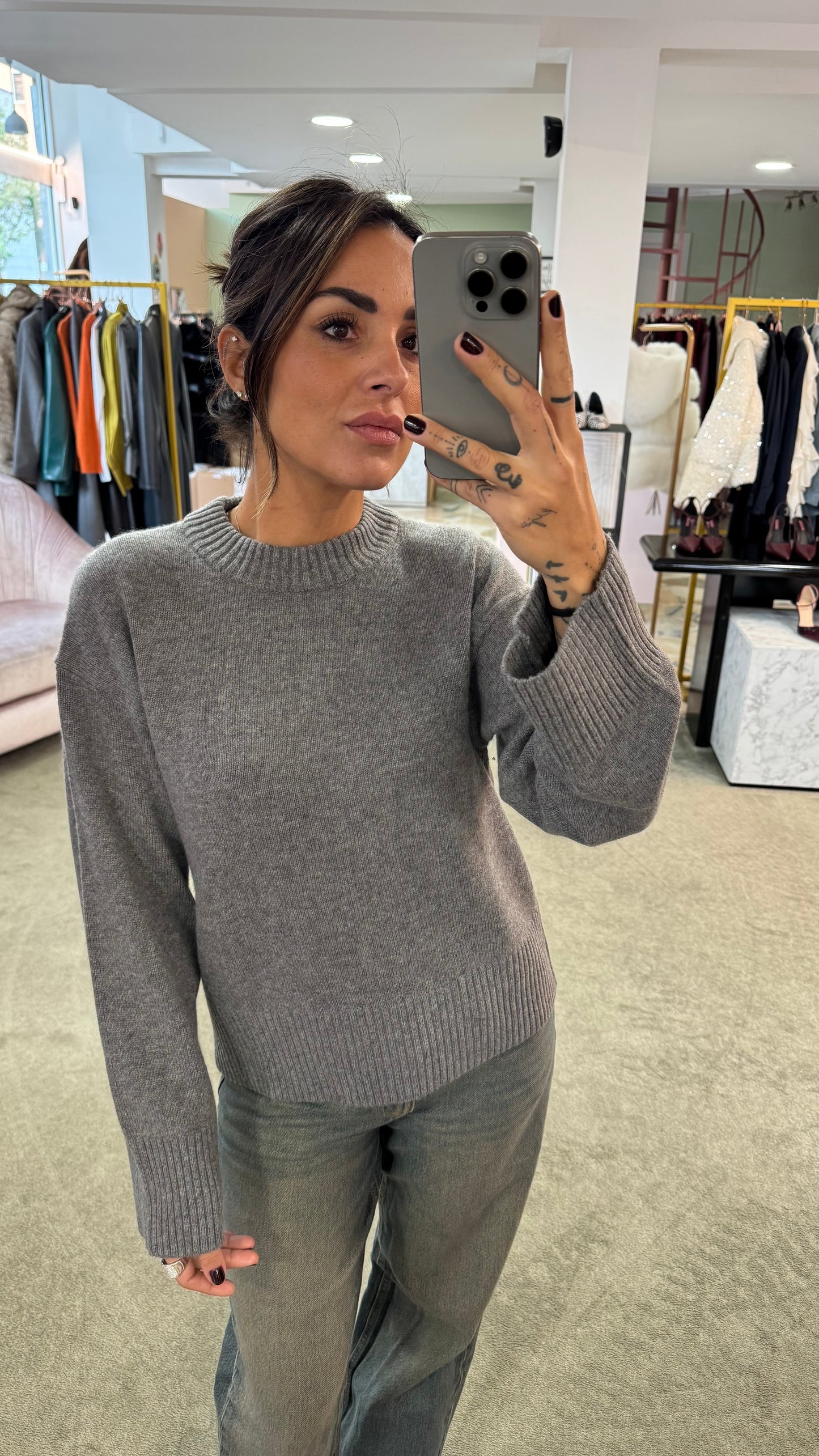 Maglione grigio girocollo sl