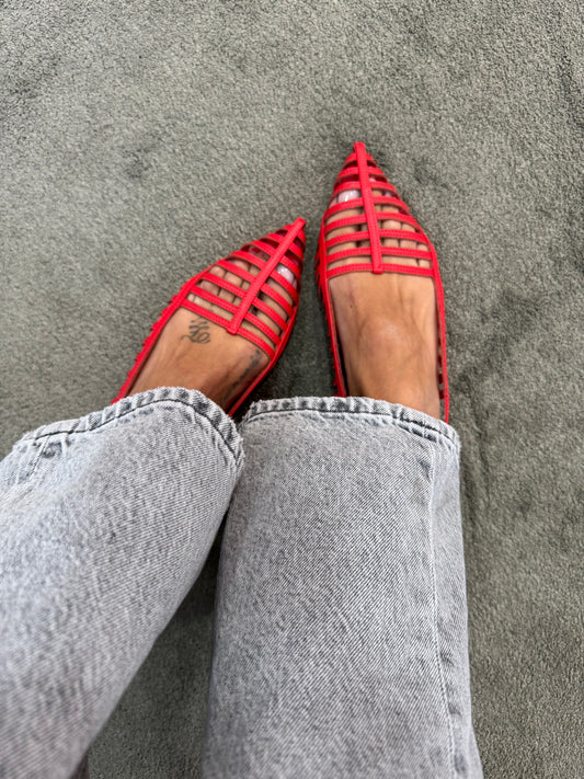 Ciabattina slippers rossa a punta