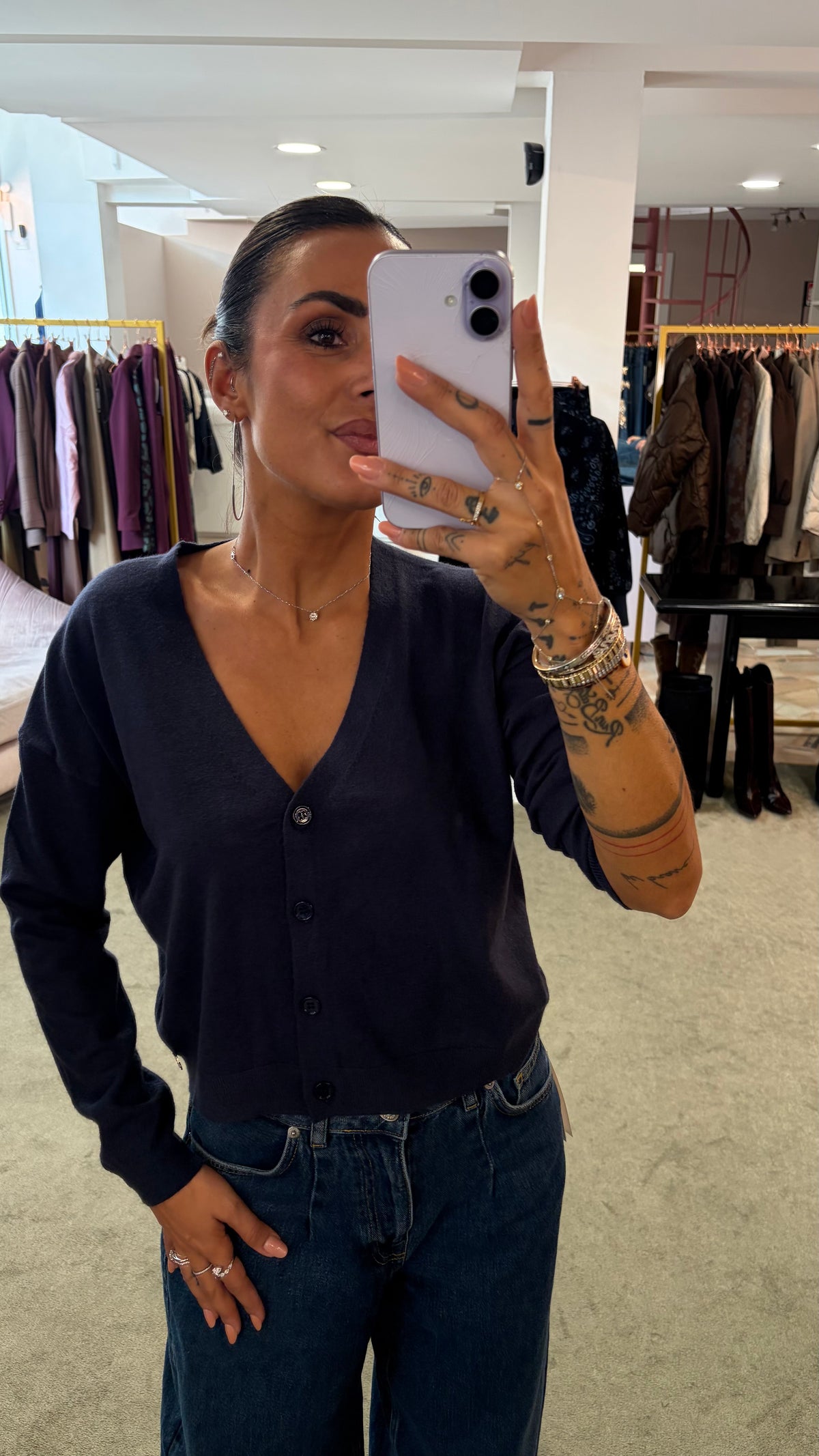 Cardigan blu misto lana tk