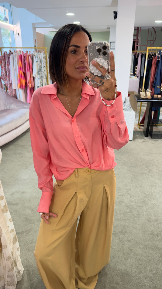 Camicia corallo in crepe ay