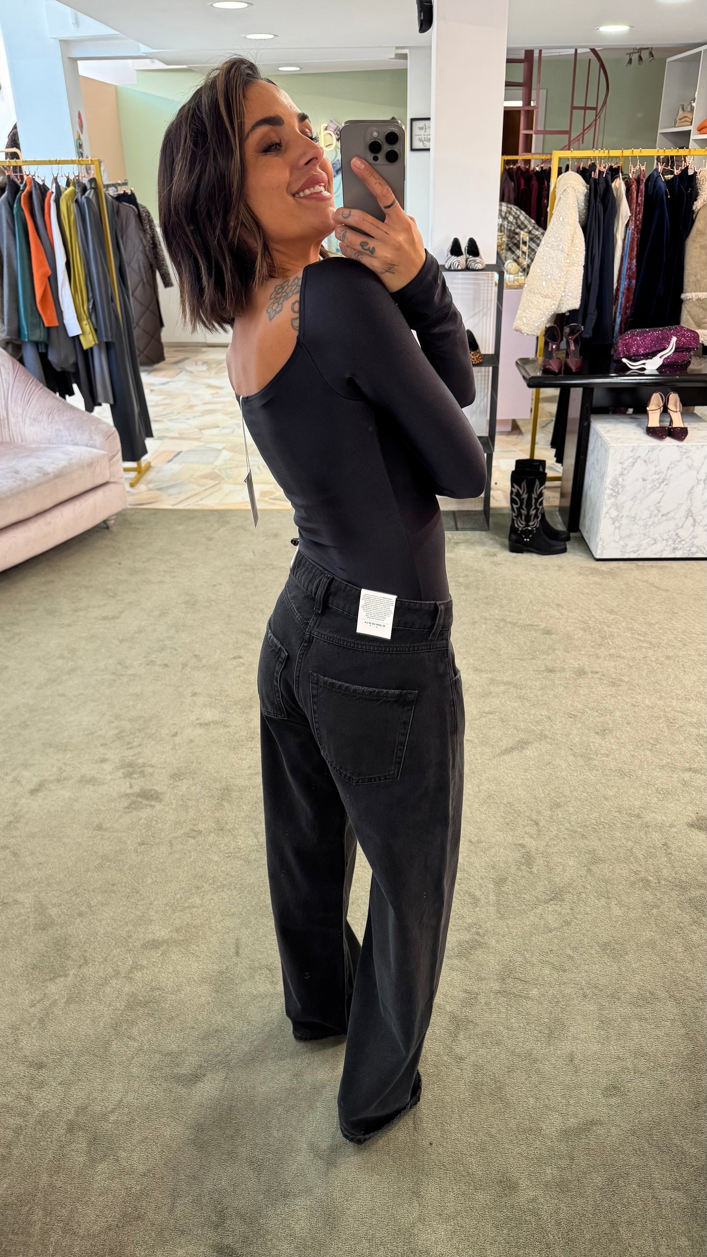 Body nero scollo squadrato in lycra Matinee