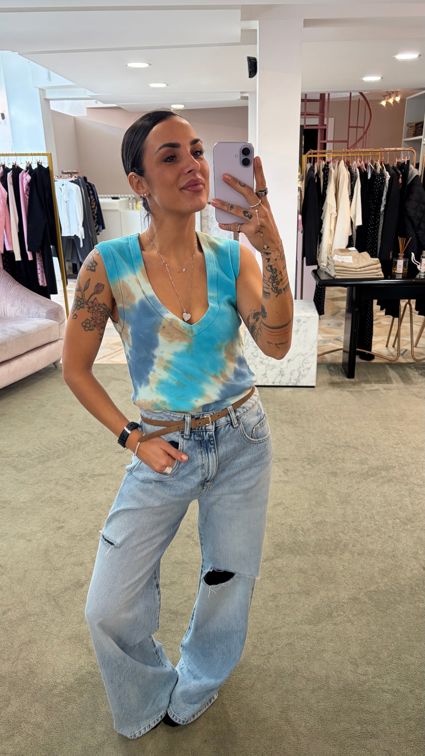 Canotta azzurra tie-dye Don't@Me