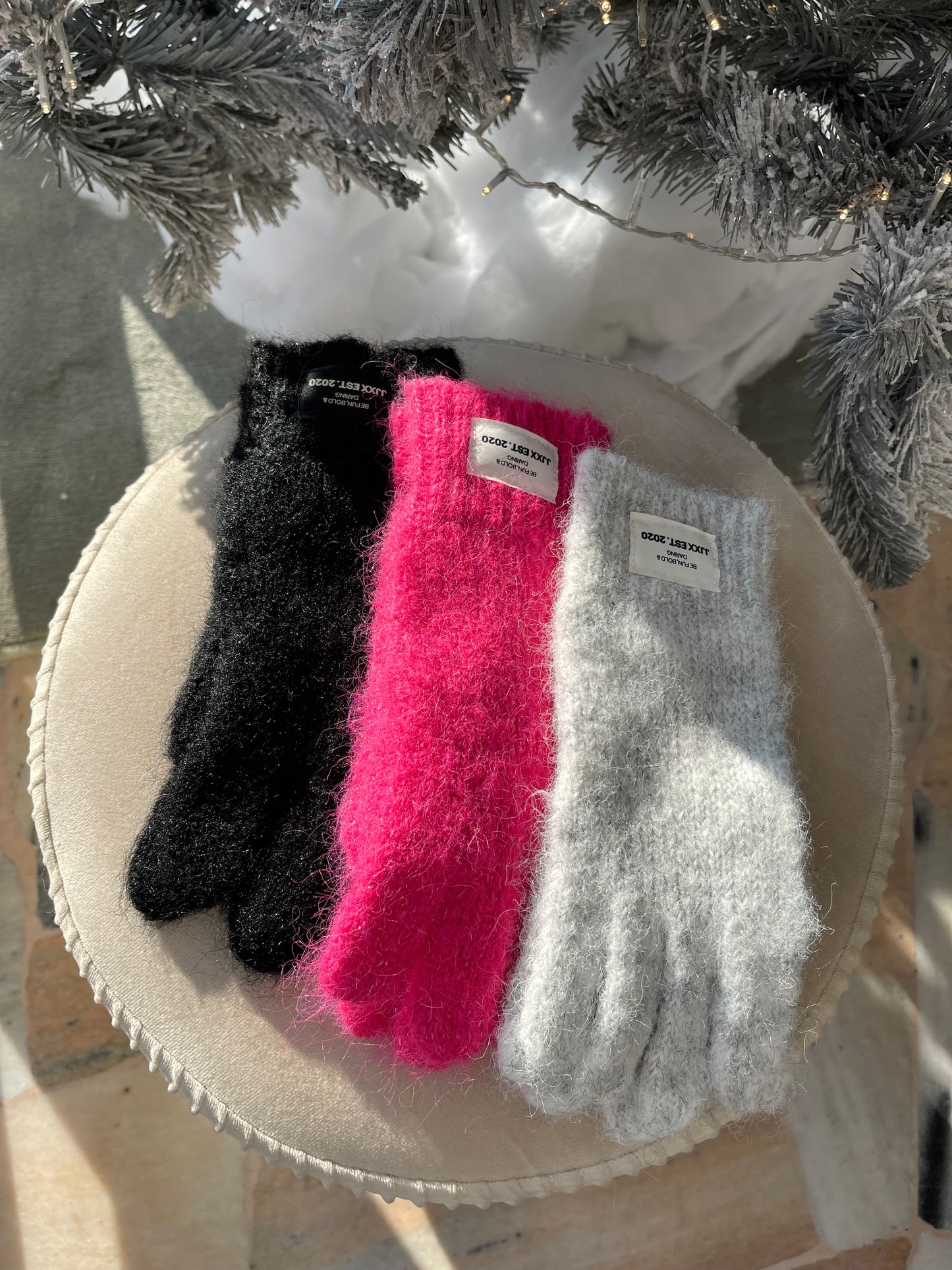 Guanti fluffy neri
