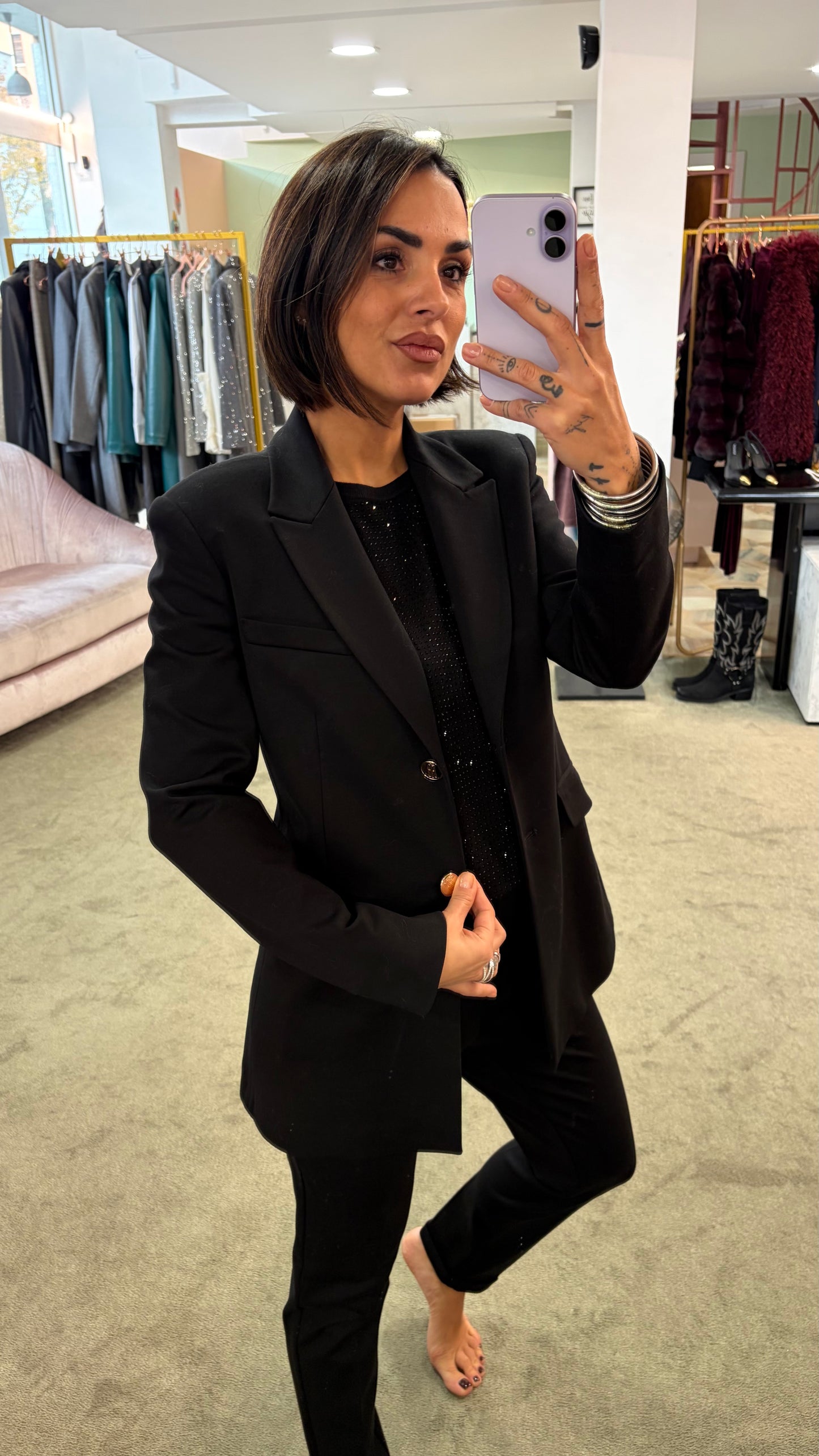 Blazer nero lungo slim punto milano  fr