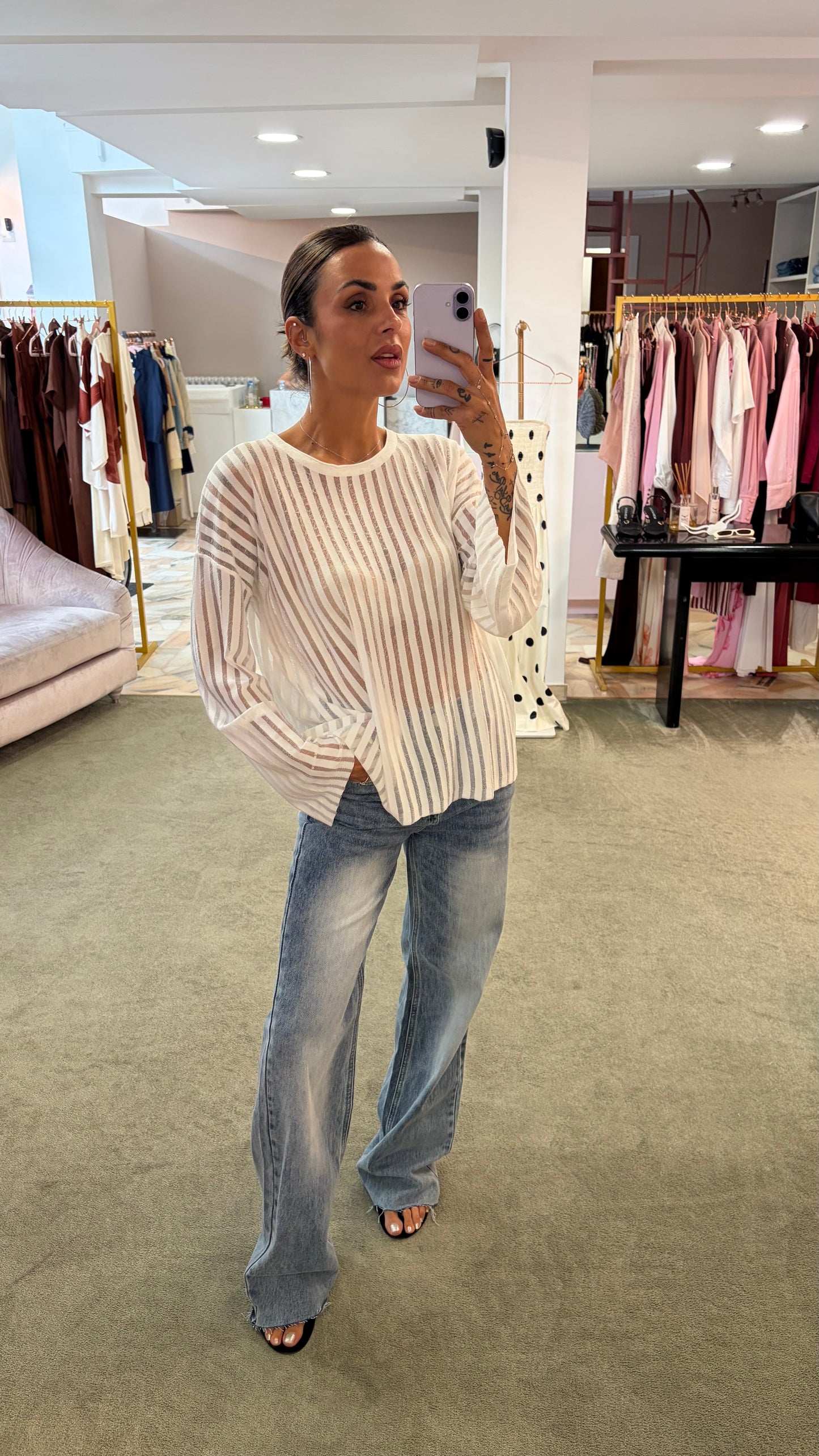 Jeans denim stonewashed wide leg dritto taglio vivo gl lulu