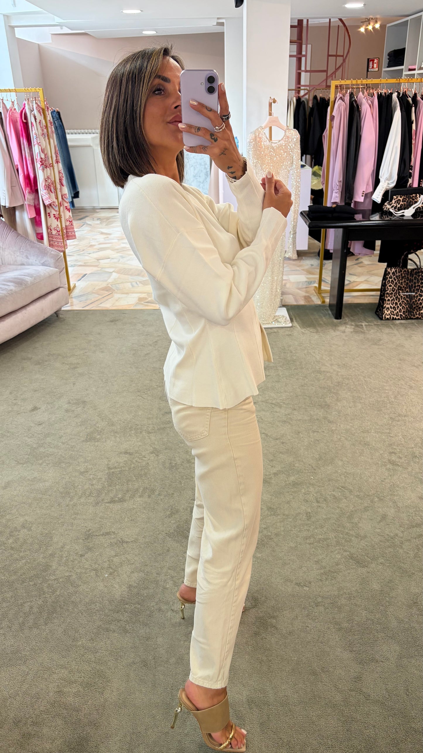 Cardigan giacca bianca sciancrata sl