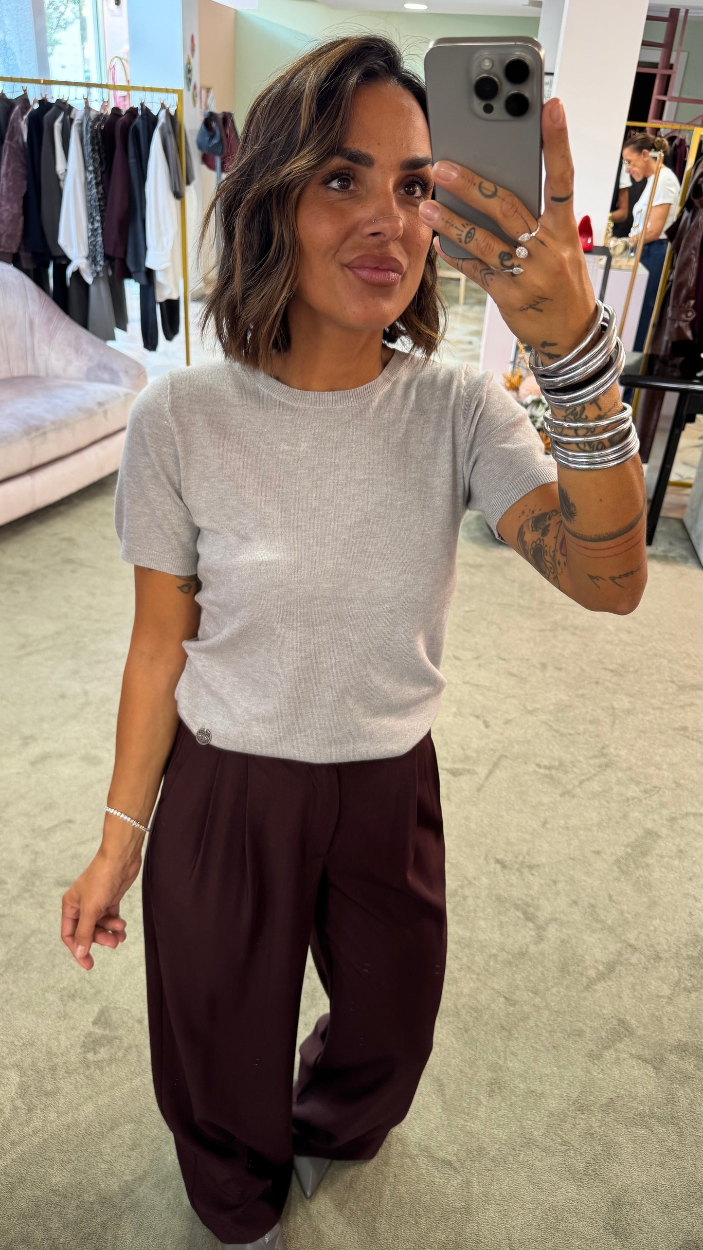 Maglia grigio chiaro manica corta tk