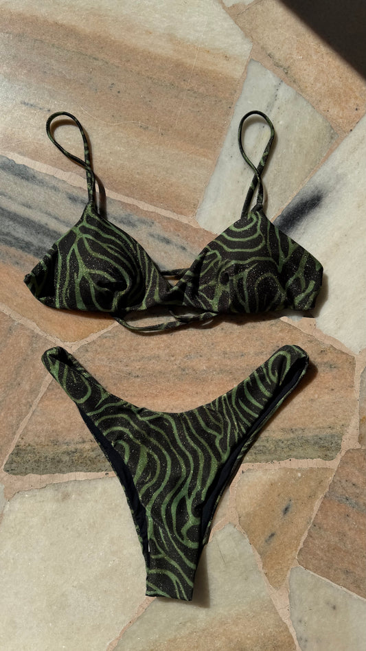 Bikini bralette zebrato verde lurex Matinée