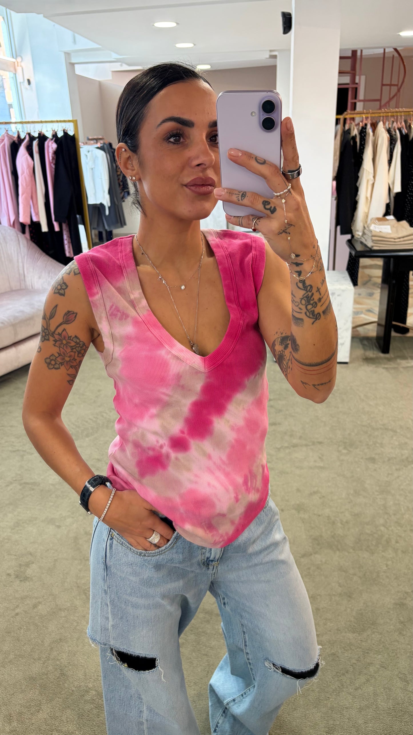 Canotta rosa tie-dye Don't@Me